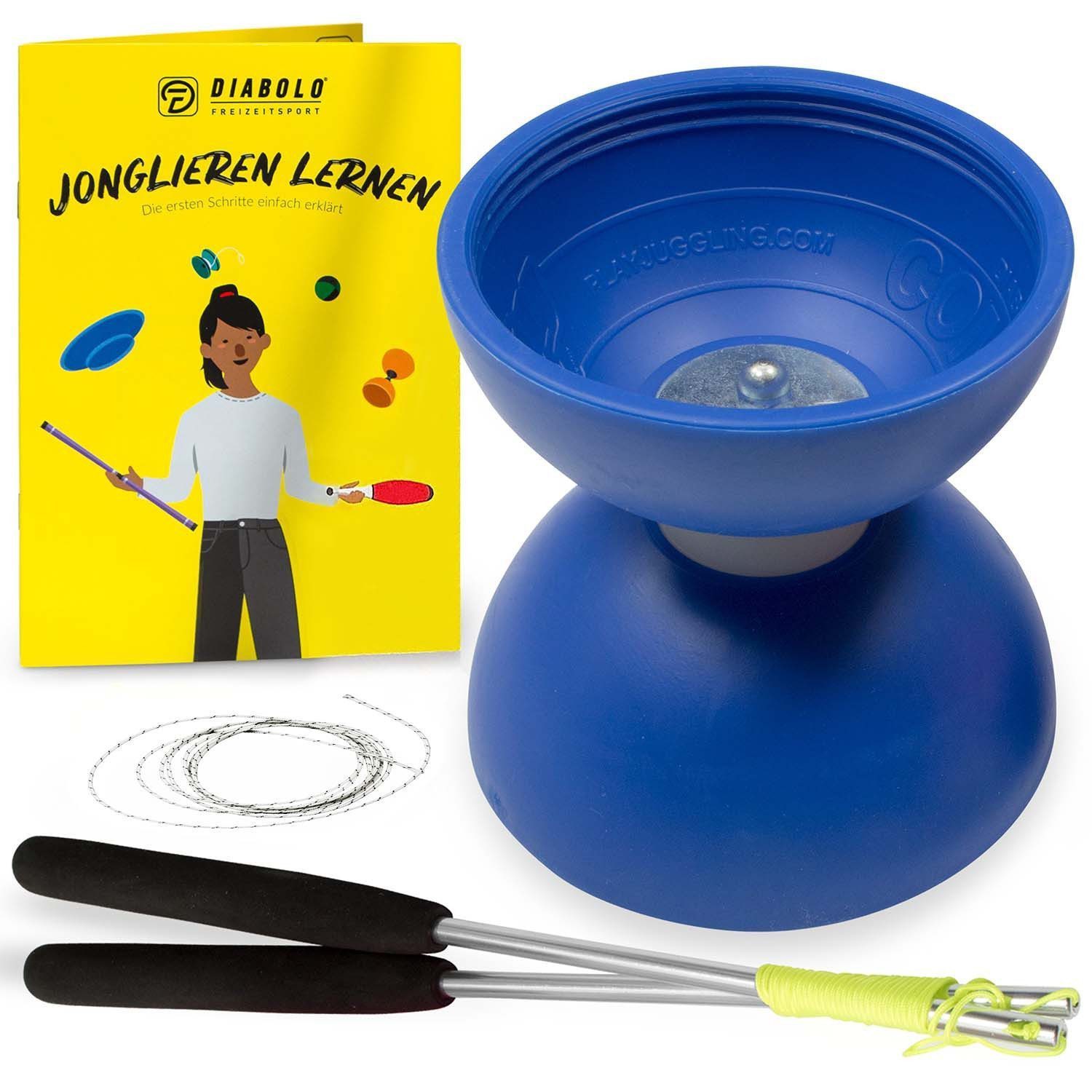 Diabolo Freizeitsport Diabolo Set UV Comet - inkl. Alu-Handstäben, Ersatzschnur, Anleitung, (Set, 1-tlg), Diabolo UV Comet Set (blau) Anfänger Jonglage mit Alusticks ab 9