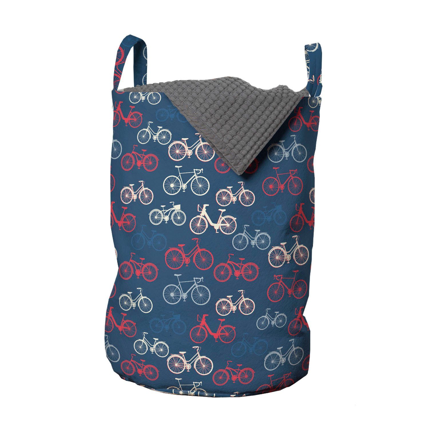 Griffen Sketch mit Wäschesäckchen Kordelzugverschluss Wäschekorb Blau Bike Abakuhaus Fahrrad auf Waschsalons, für
