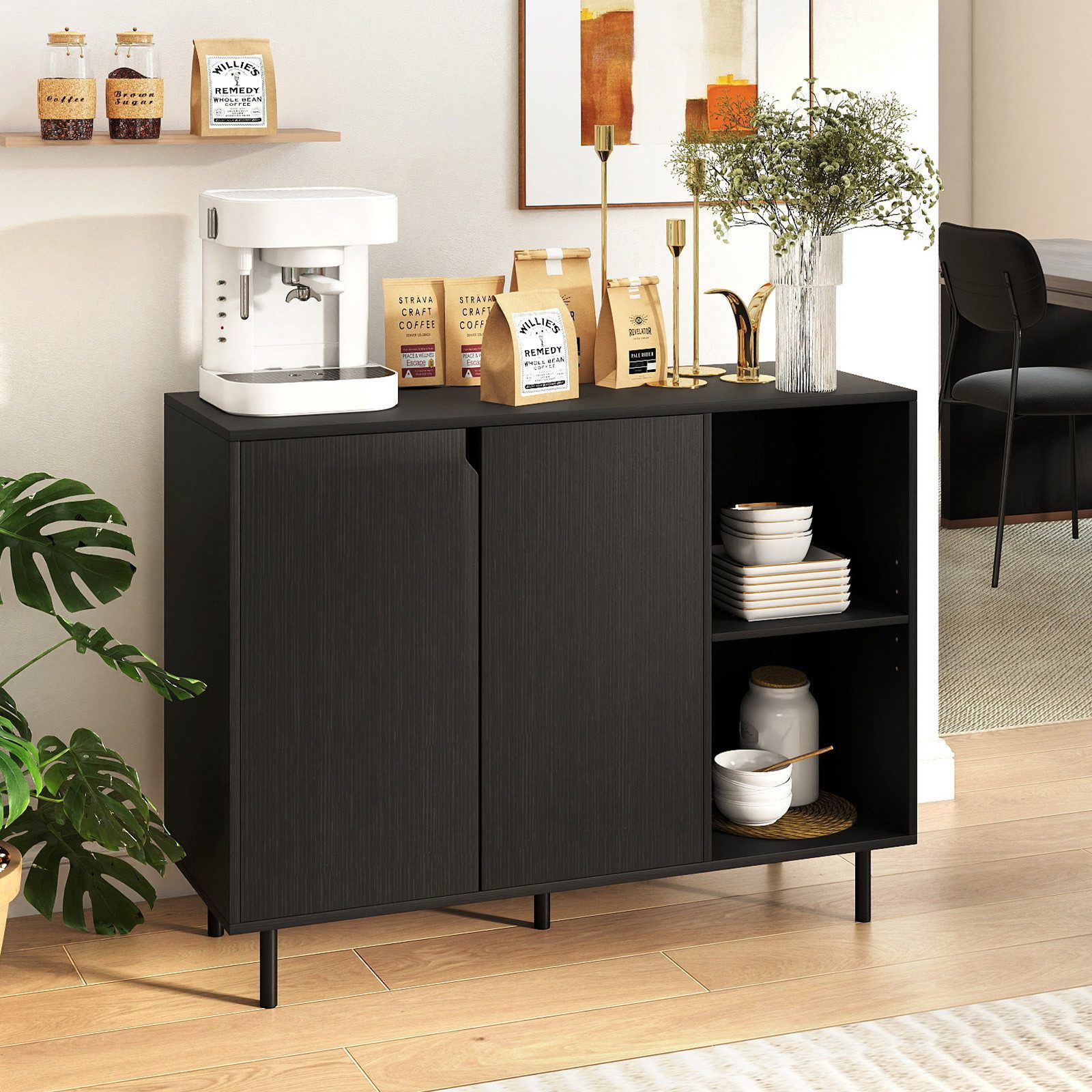COSTWAY Sideboard, Anrichteschrank mit Fächern, verstellbare Ablagen, 106x3 günstig online kaufen