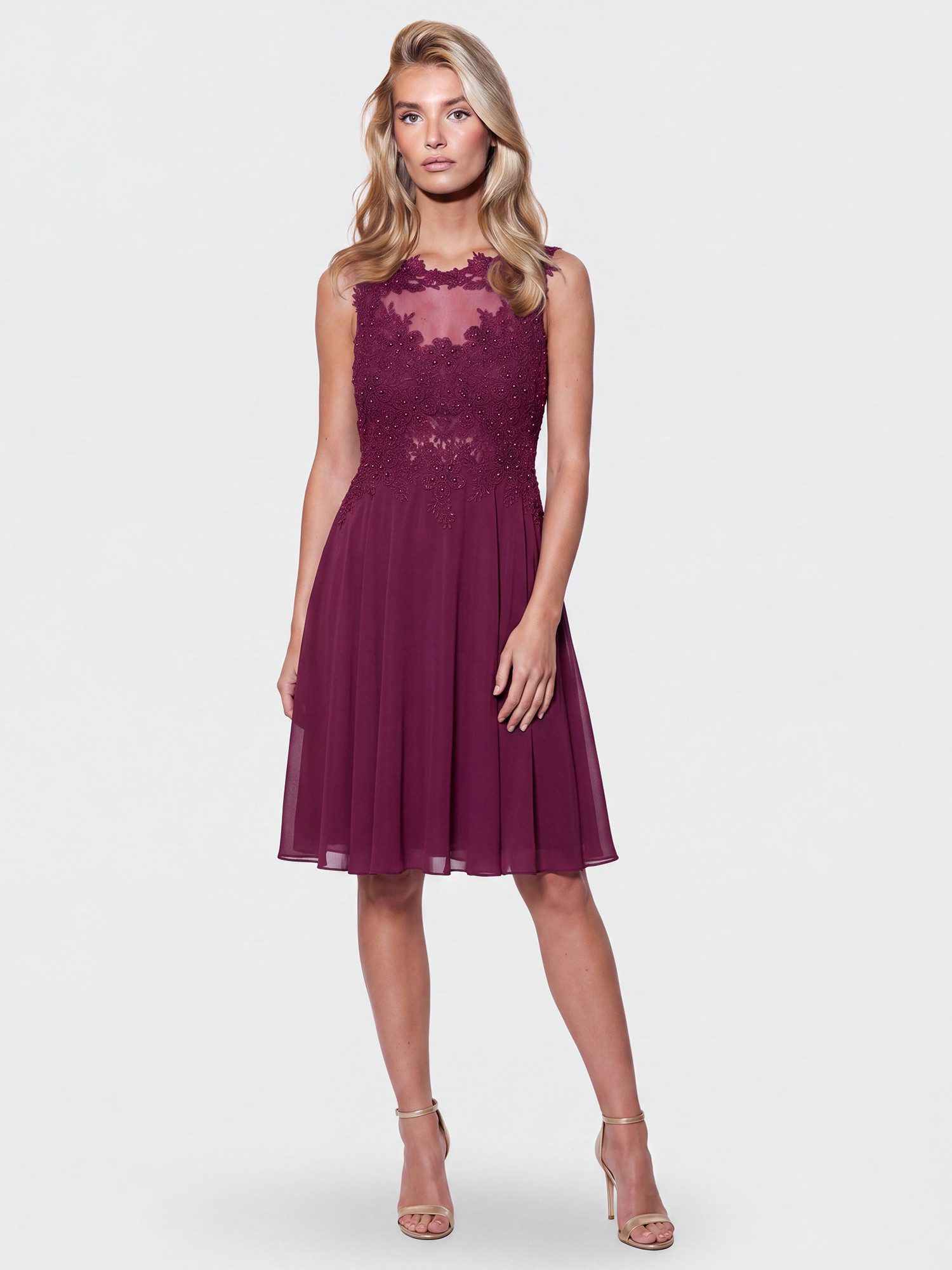 Apart Cocktailkleid mit floraler Spitze und Chiffon