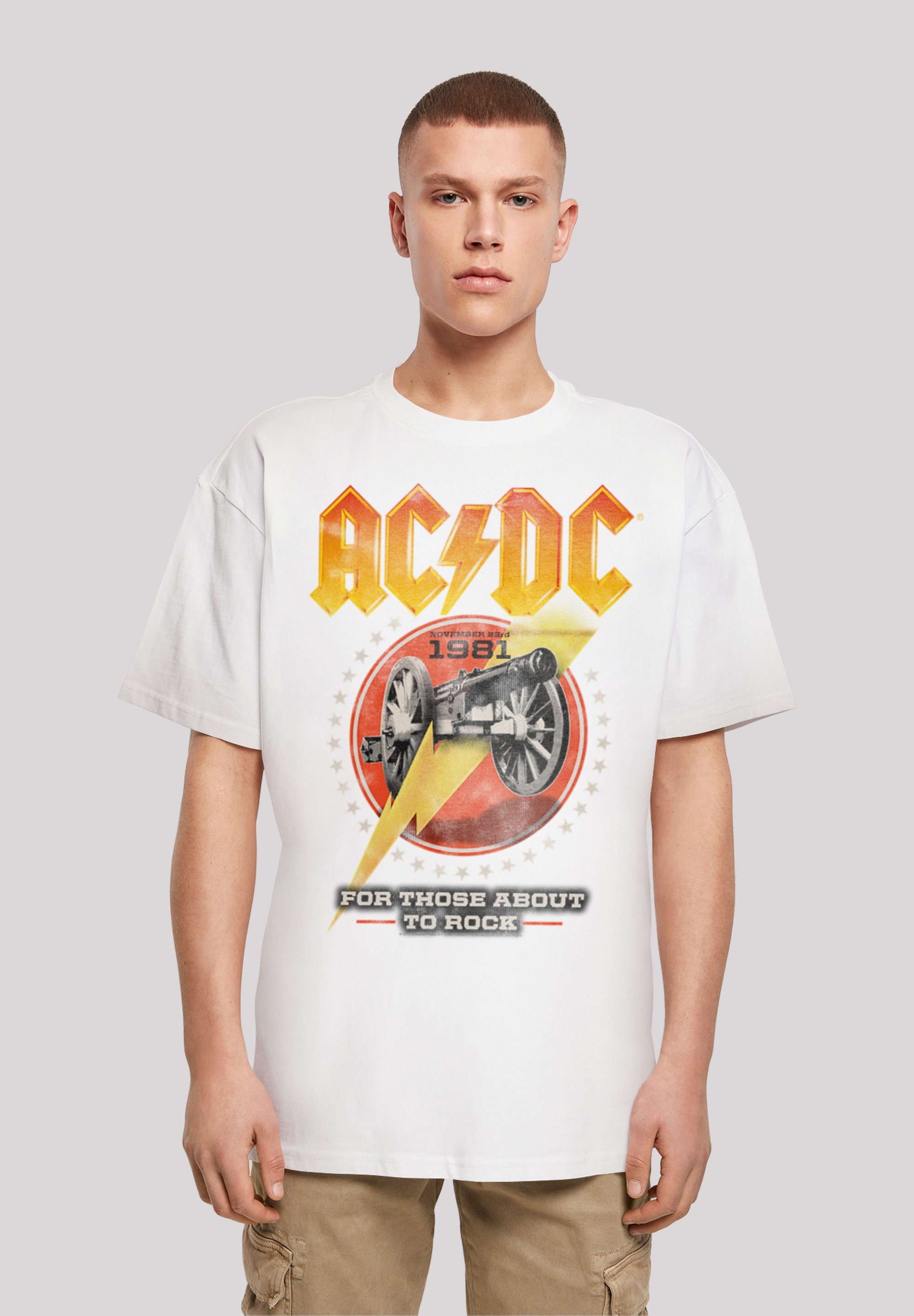 F4NT4STIC T-Shirt ACDC Rock Band Shirt For Those About To Rock 1981 Print weiß