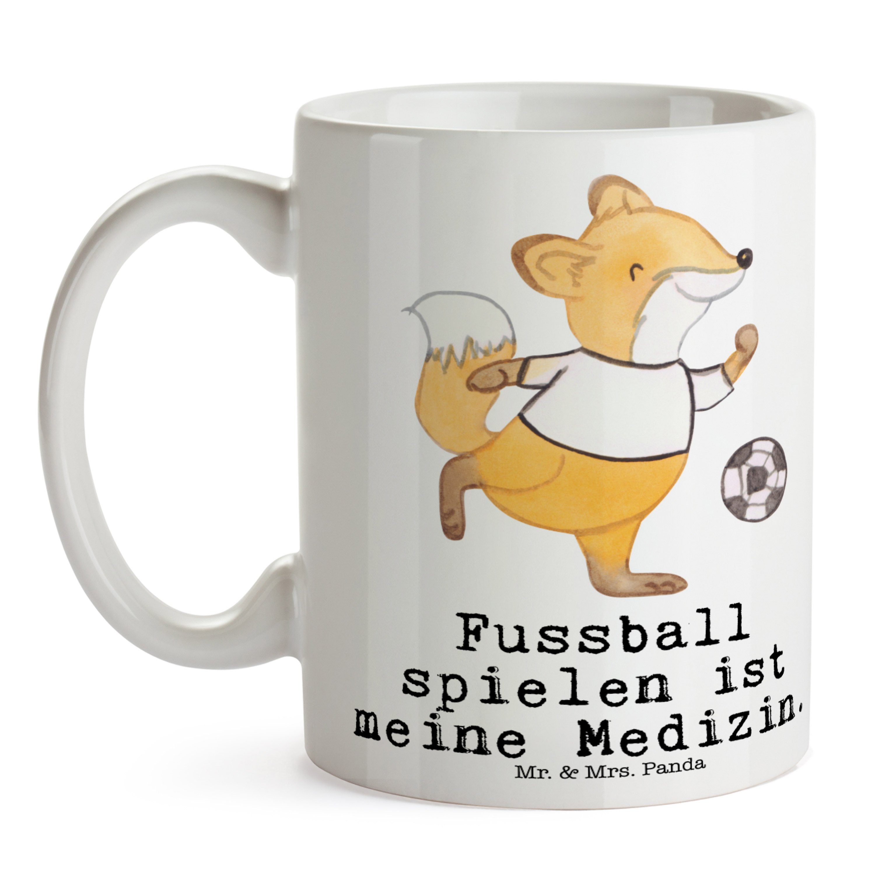 Tasse Büro, Weiß & spielen - Keramik Fuchs Fußball Geschenk, Tasse, Mr. Mrs. Medizin Panda - Geschenk