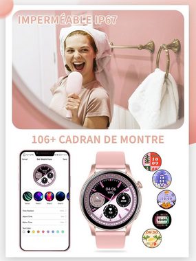 GedFong Damen Herren, HD Voll Touchscreen Smartwatch (Andriod iOS), mit Telefonfunktion, Fitness Tracker mit 100+ Sportmodi, Schlafmonitor