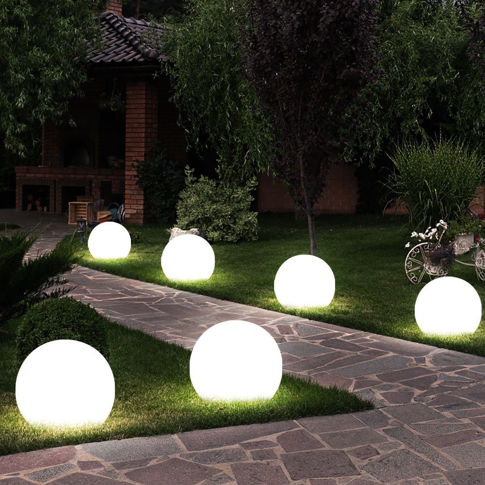 Gartenleuchte, 6x Warmweiß, 10cm fest Garten LED Solar Durchmesser verbaut, Lampen Beleuchtung LED Kugel LED-Leuchtmittel etc-shop