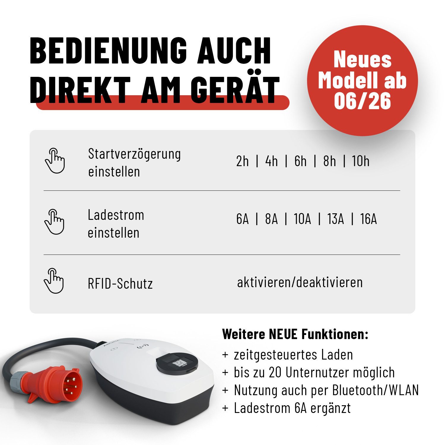 ABSINA Mobile Wallbox 11kW mit App Steuerung & einstellbarer Ladeleistung Elektroauto-Ladegerät (1-tlg) – Bild 5 von 5