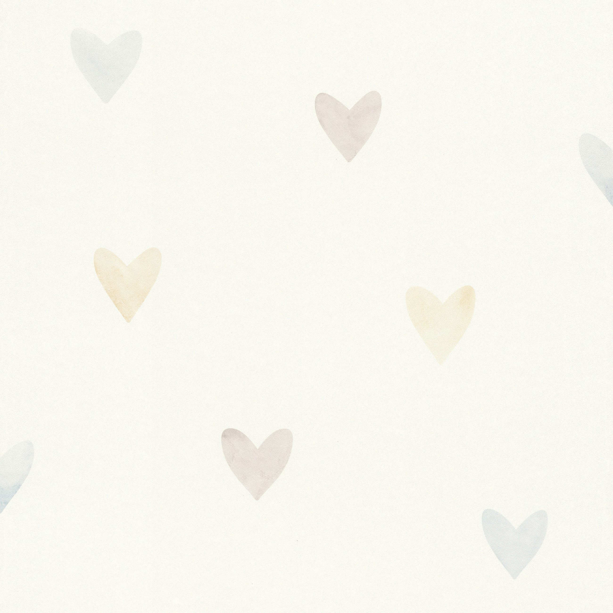 Rasch Vliestapete 301724 - Kinderzimmer-Tapete mit bunten Herzen in Aquarel günstig online kaufen
