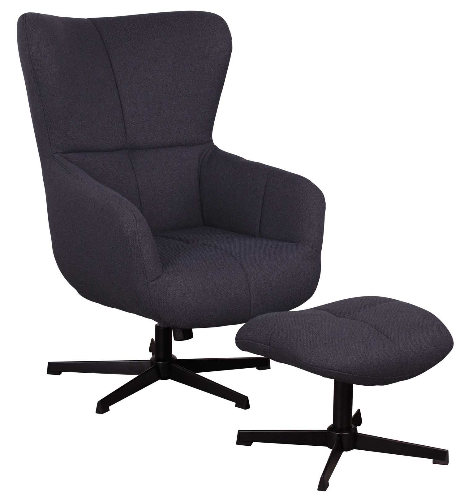 MR.DEKO Ohrensessel Sava gemütlicher Sessel mit Hocker – modern & bequem gepolstert (Set für Leseecke, 2-St), Relaxsessel inkl. Fußhocker, Strukturstoff, Wohnzimmer