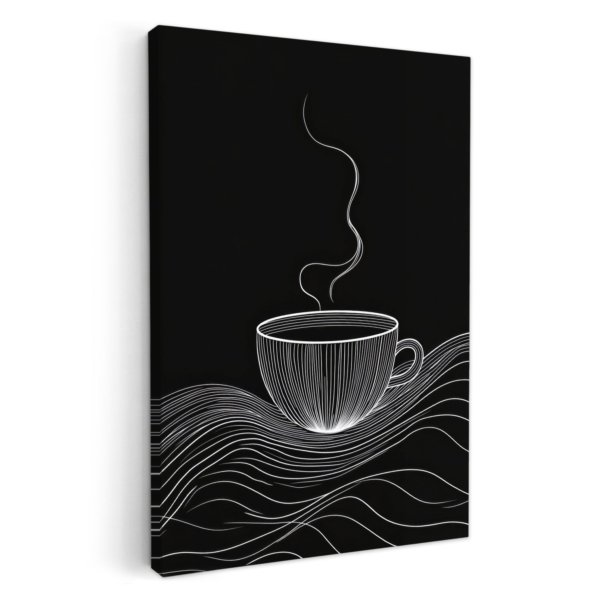 OneMillionCanvasses® Leinwandbild Strichzeichnung - Kaffeetasse - Schwarz - günstig online kaufen