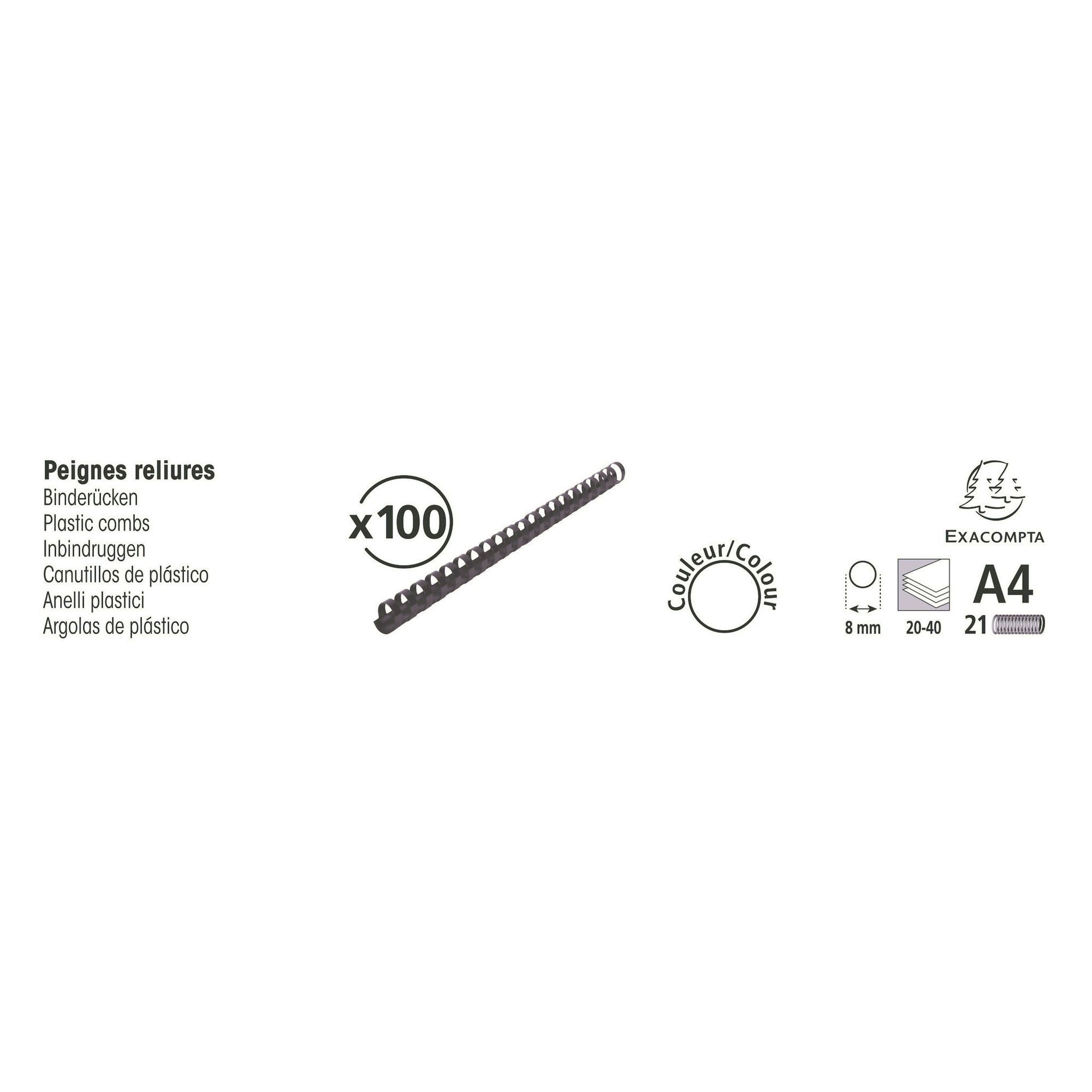 EXACOMPTA Bindegerät Exacompta 100 plast. binderücken 8mm A4 schw.