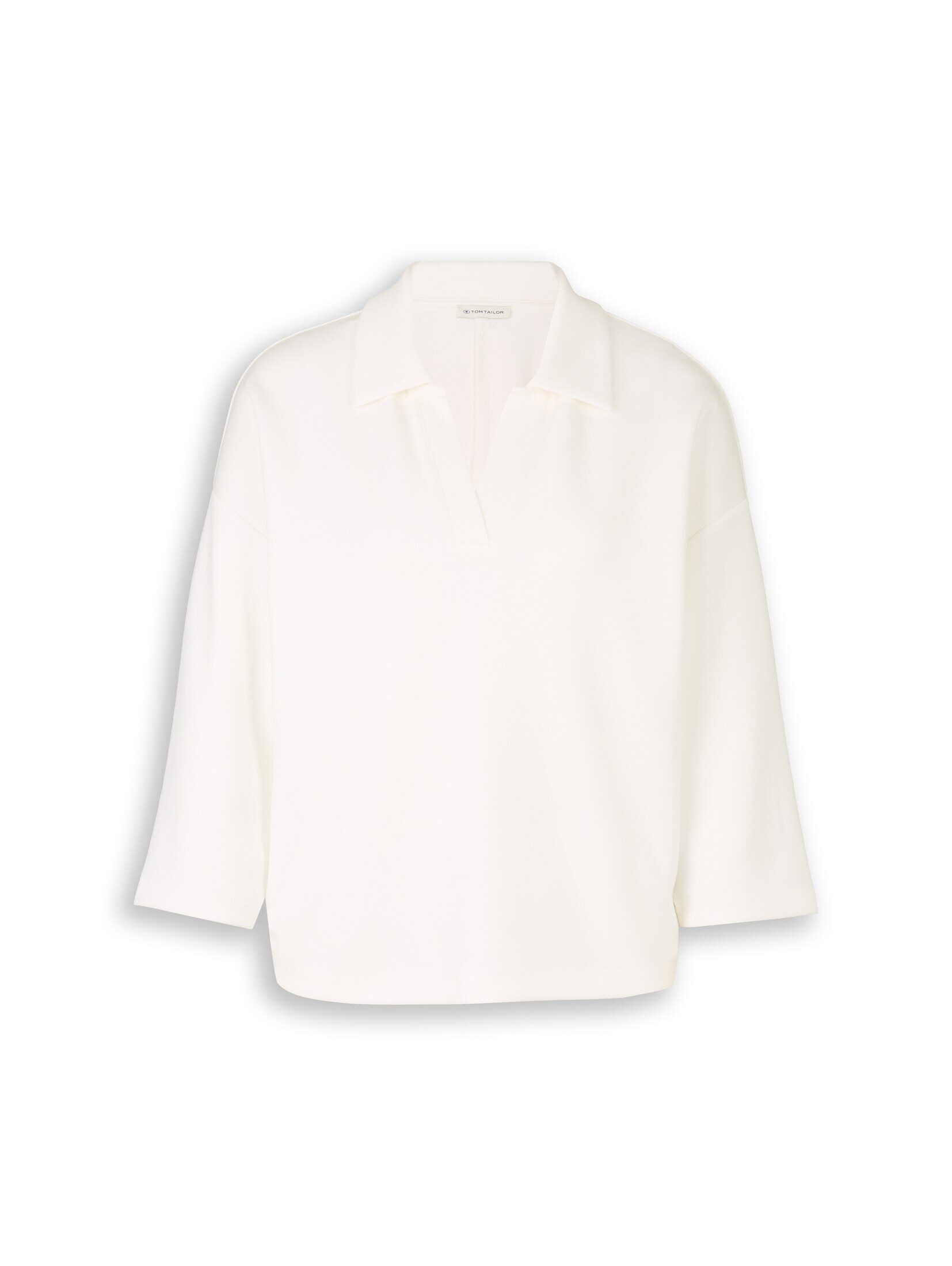 TOM TAILOR 3/4-Arm-Shirt T-Shirt Loose Fit Scuba Langarmshirt mit Polokrage günstig online kaufen