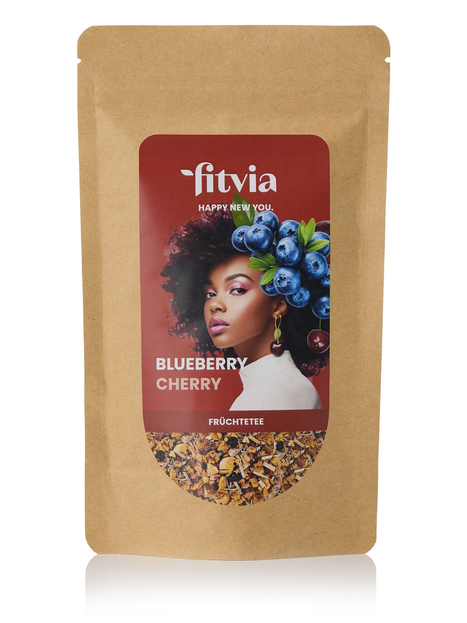 fitvia Tee Früchtetee Blaubeere Kirsche, (Früchtetee Blaubeere Kirsche, 100g), loser Tee, Blaubeere-Kirsche - echte Fruchtstücke, ohne Zuckerzusatz