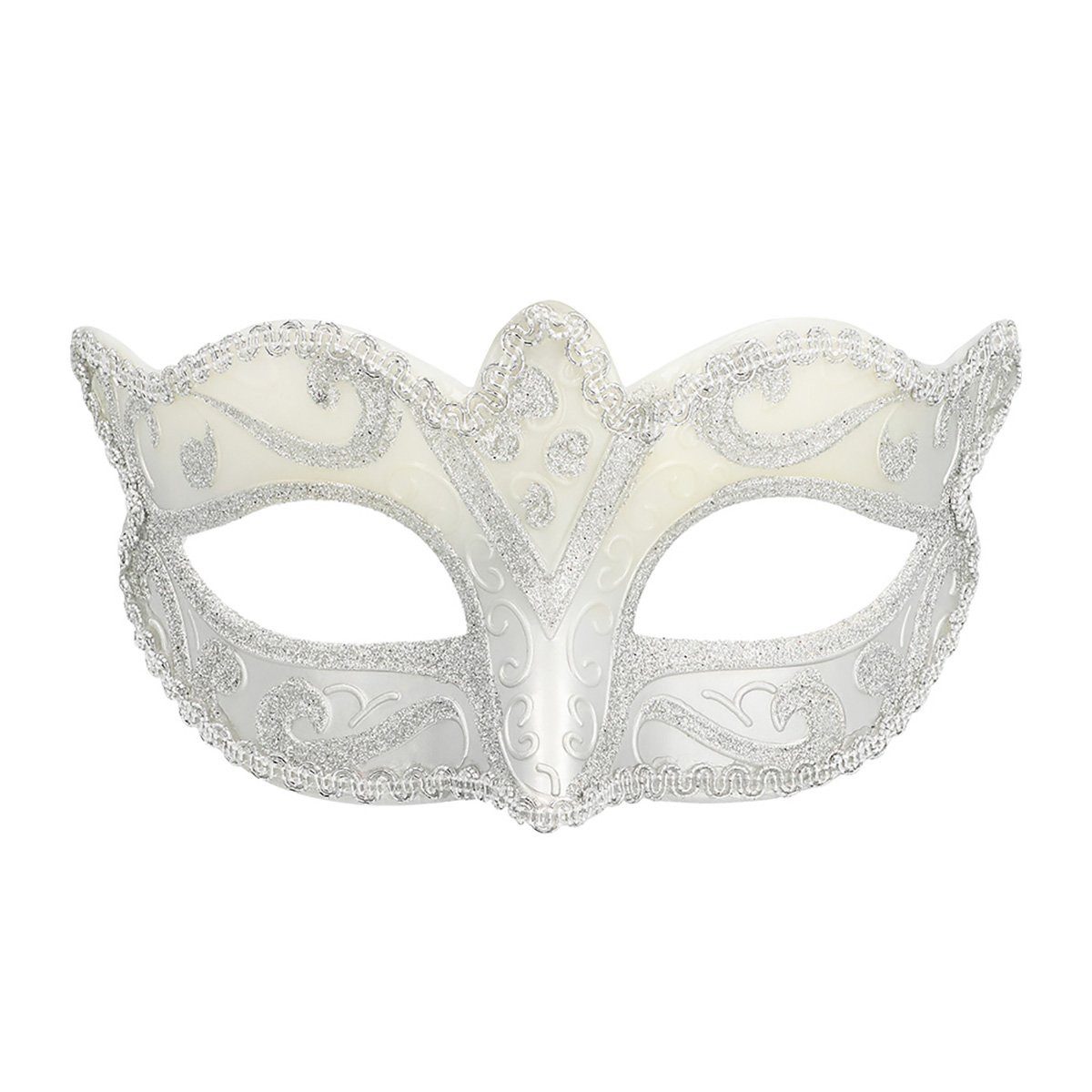 Boland Verkleidungsmaske Venezianische Kunststoffmaske silber, Eine Colombina-Maske für den venezianischen Karneval