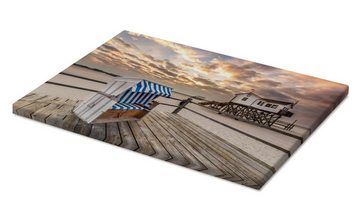 Posterlounge Leinwandbild Dennis Stracke, Morgens am Nordsee Strand von Sankt Peter-Ording, Wohnzimmer Maritim Fotografie