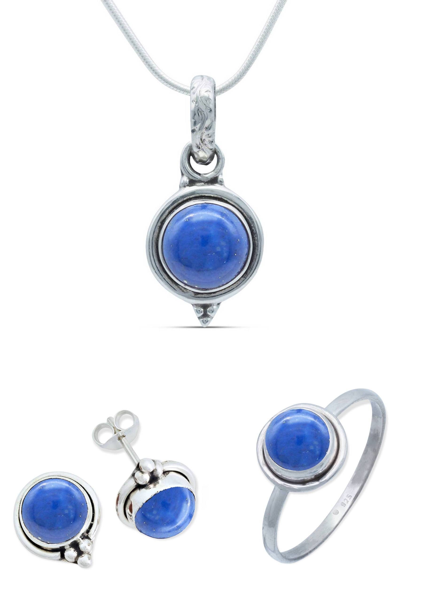 Schmuckset 925er Silber mit Lapis Lazuli