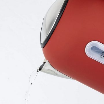 H.Koenig Wasserkocher BOE54 rot Temperatur-Einstellung 40°C - 100°C, 2200 W