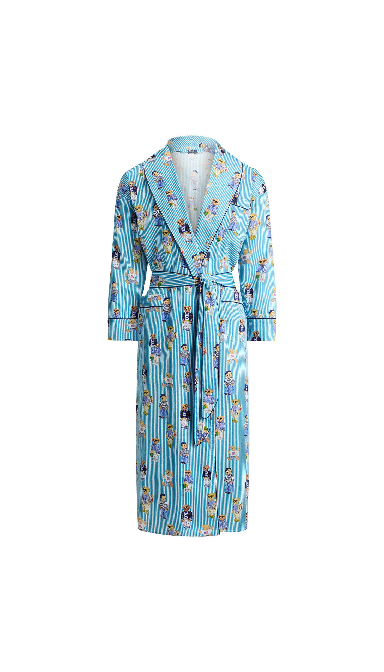 Polo Ralph Lauren Bademantel Iconic Bear, Midilänge, Baumwolle, Taschen, Gürtel