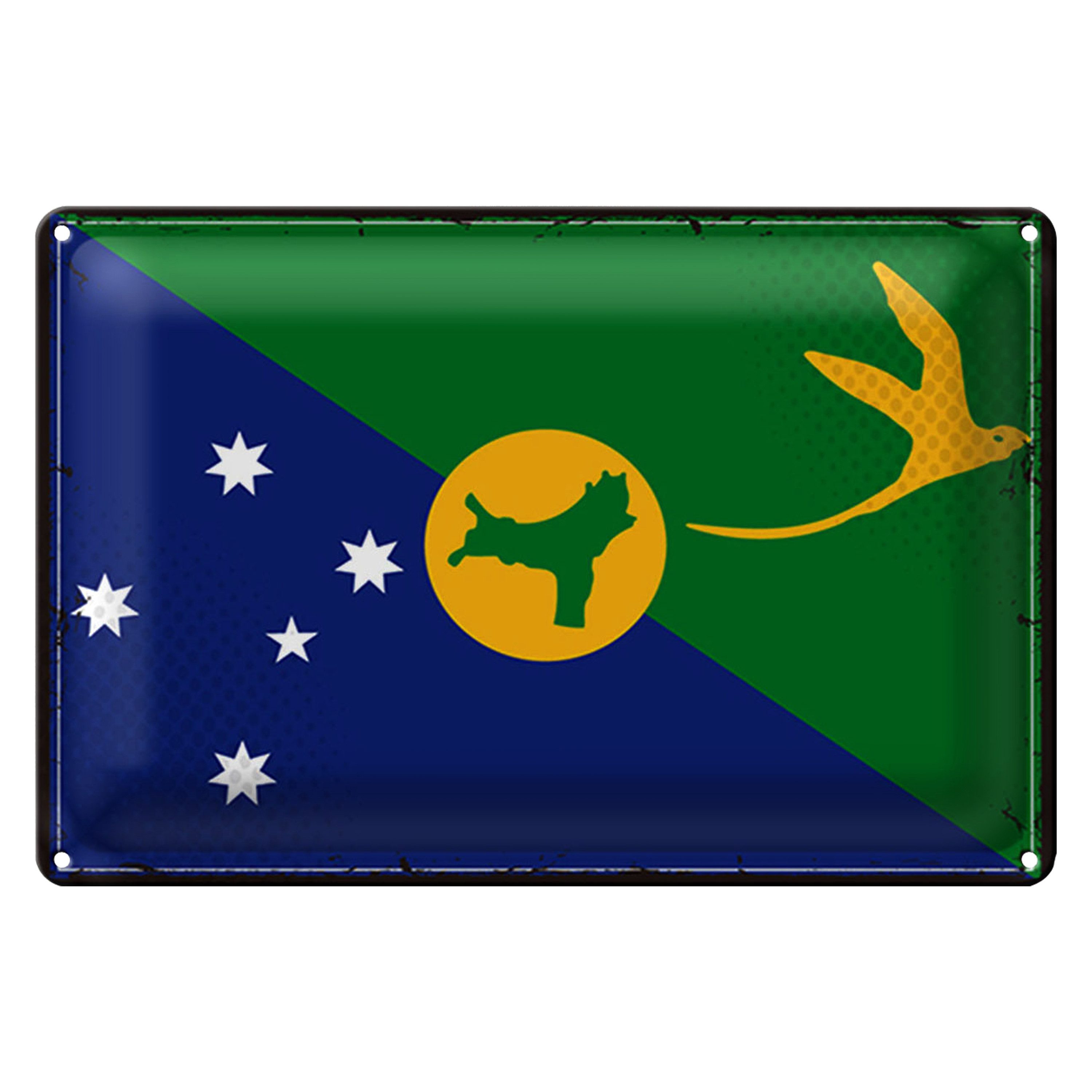 Metallschild Flagge Weihnachtsinsel 18x12cm Retro Flag
