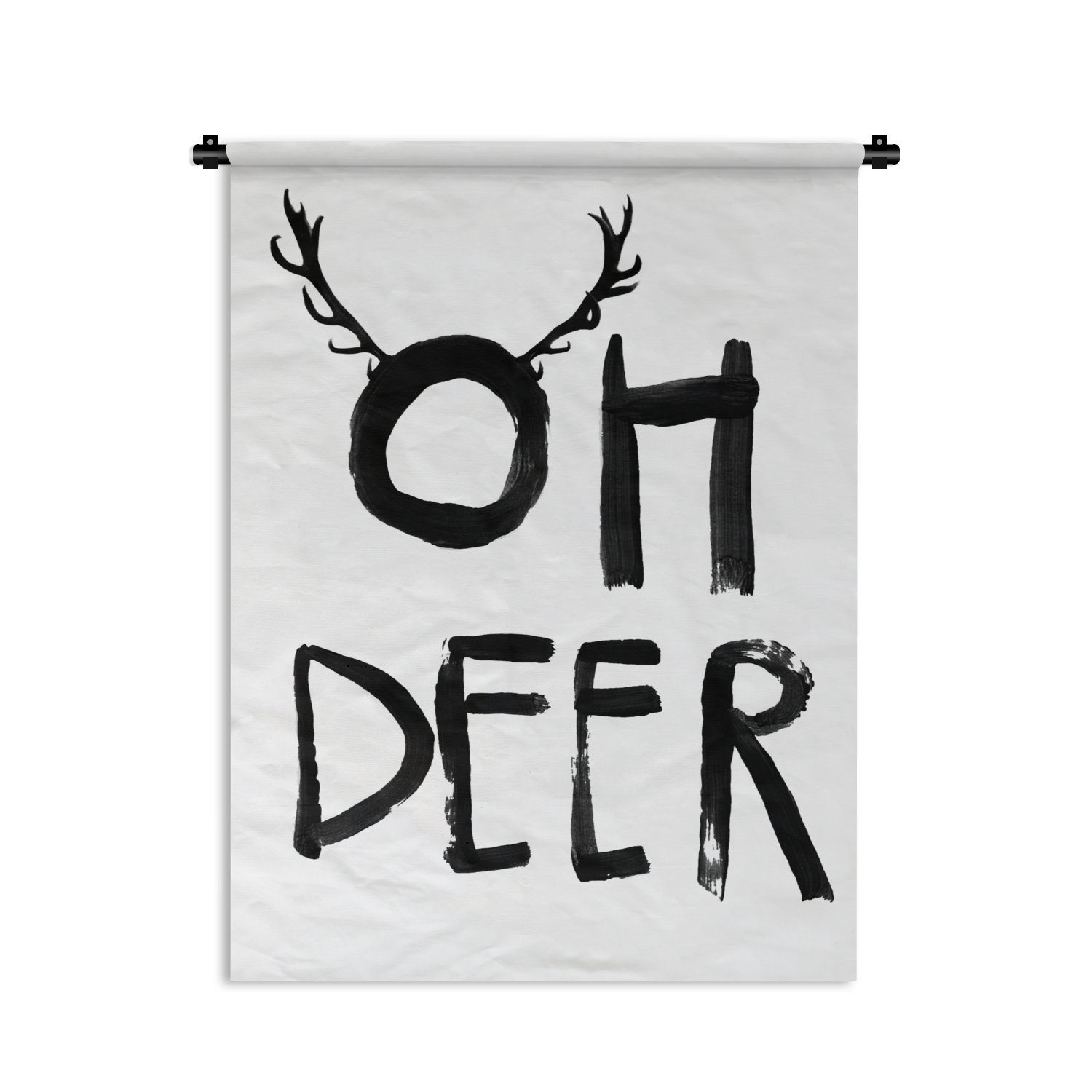 MuchoWow Wanddekoobjekt Zitate - Oh Deer - Weihnachten - Tiere - Geweih, Deko für an der Wand, Wohnzimmer, Tapisserie, Schlafzimmer