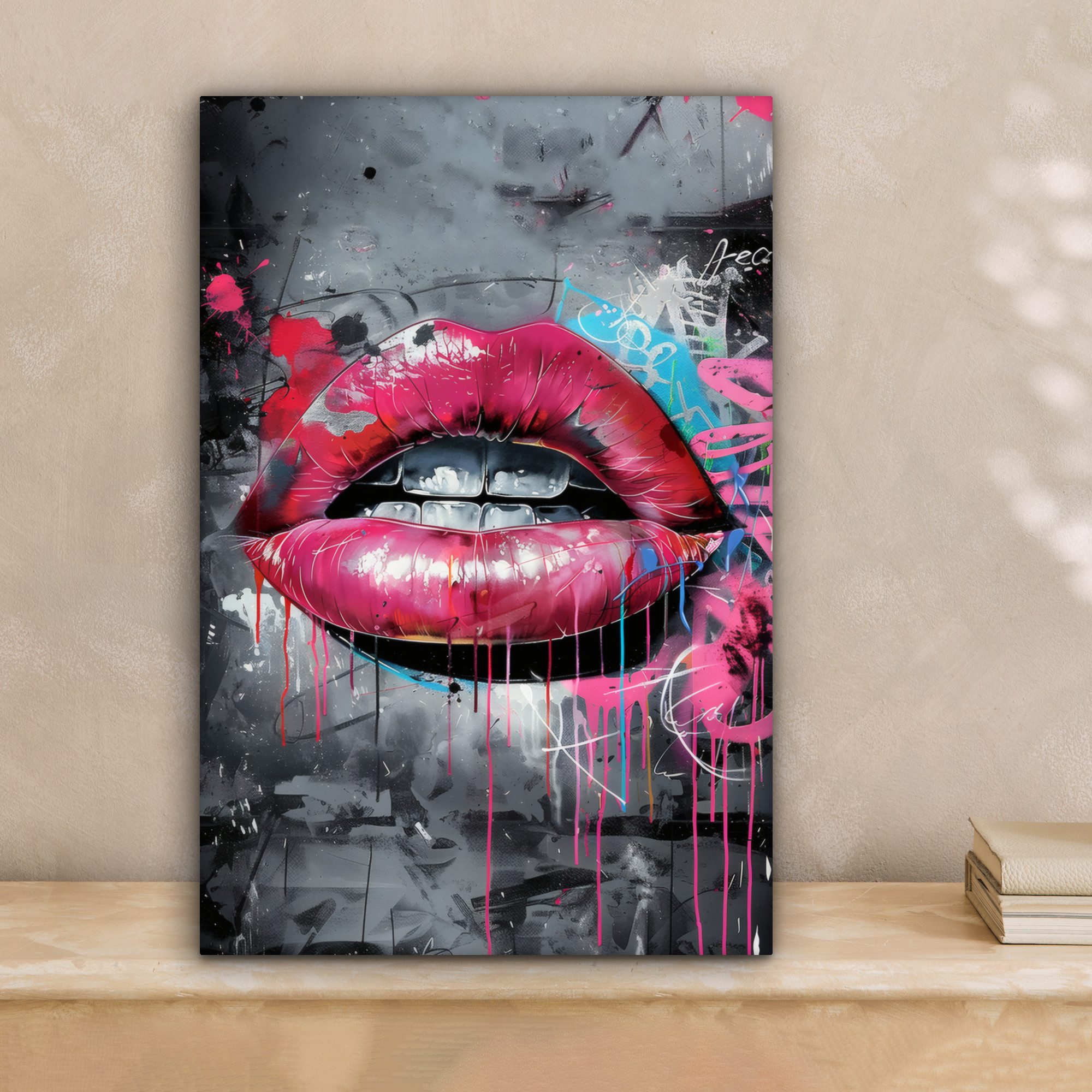 OneMillionCanvasses® Leinwandbild Lippen - Leuchtendes Rosa günstig online kaufen