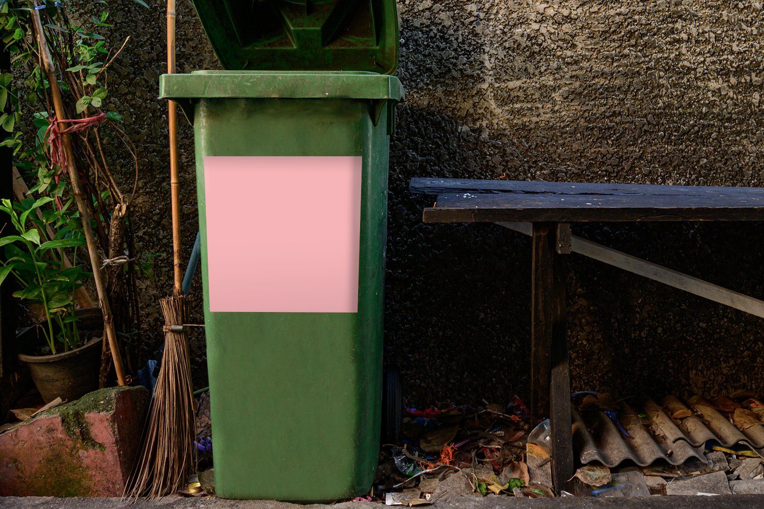 Design Mülleimer-aufkleber, MuchoWow St), Rosa - Abstrakt Container, - (1 Mülltonne, Abfalbehälter Wandsticker Sticker,
