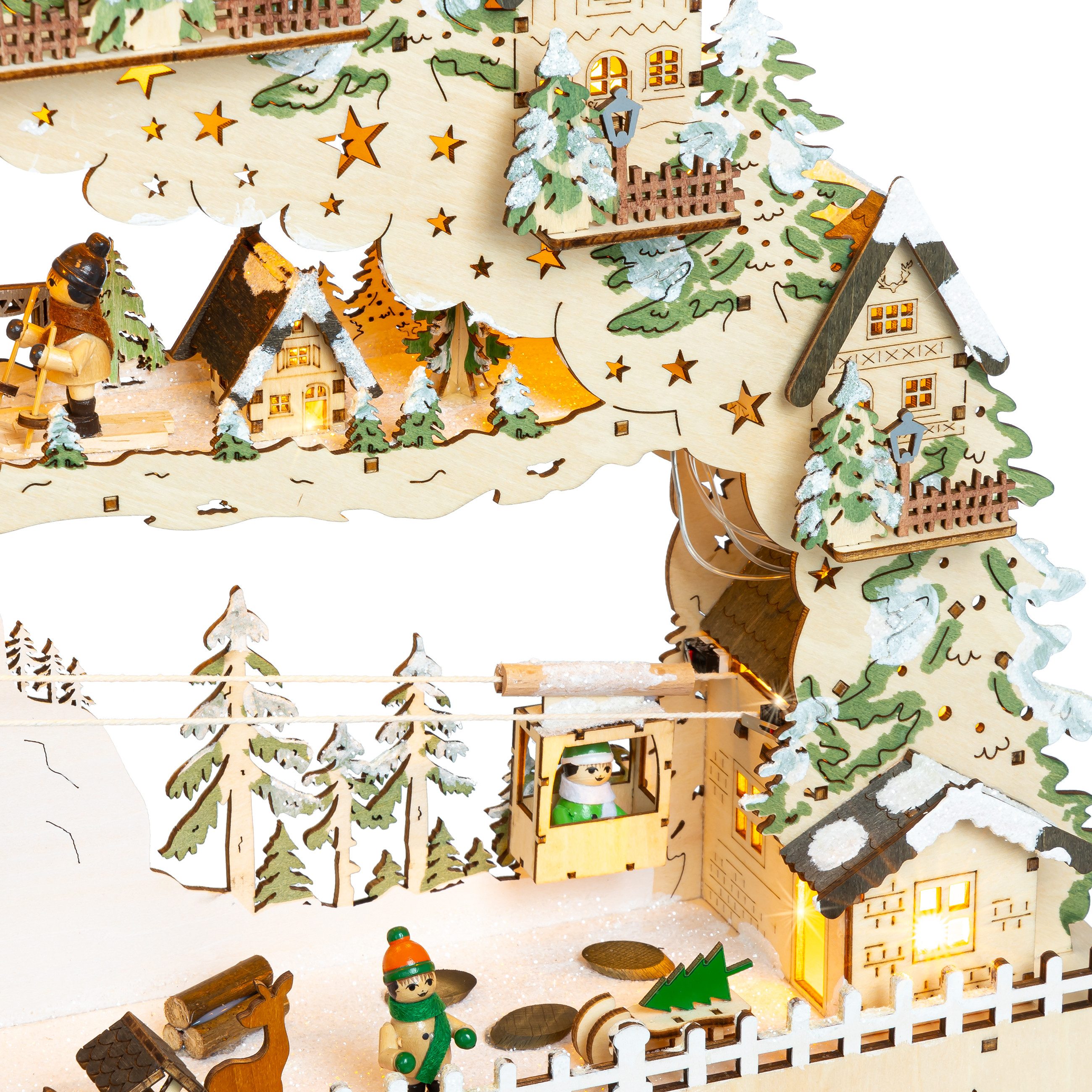 SIKORA Schwibbogen LB97 beleuchteter XL LED Holz Schwibbogen mit fahrender Gondel, sanft beleuchtet für ein weihnachtlich festliches Zuhause – Bild 5 von 5