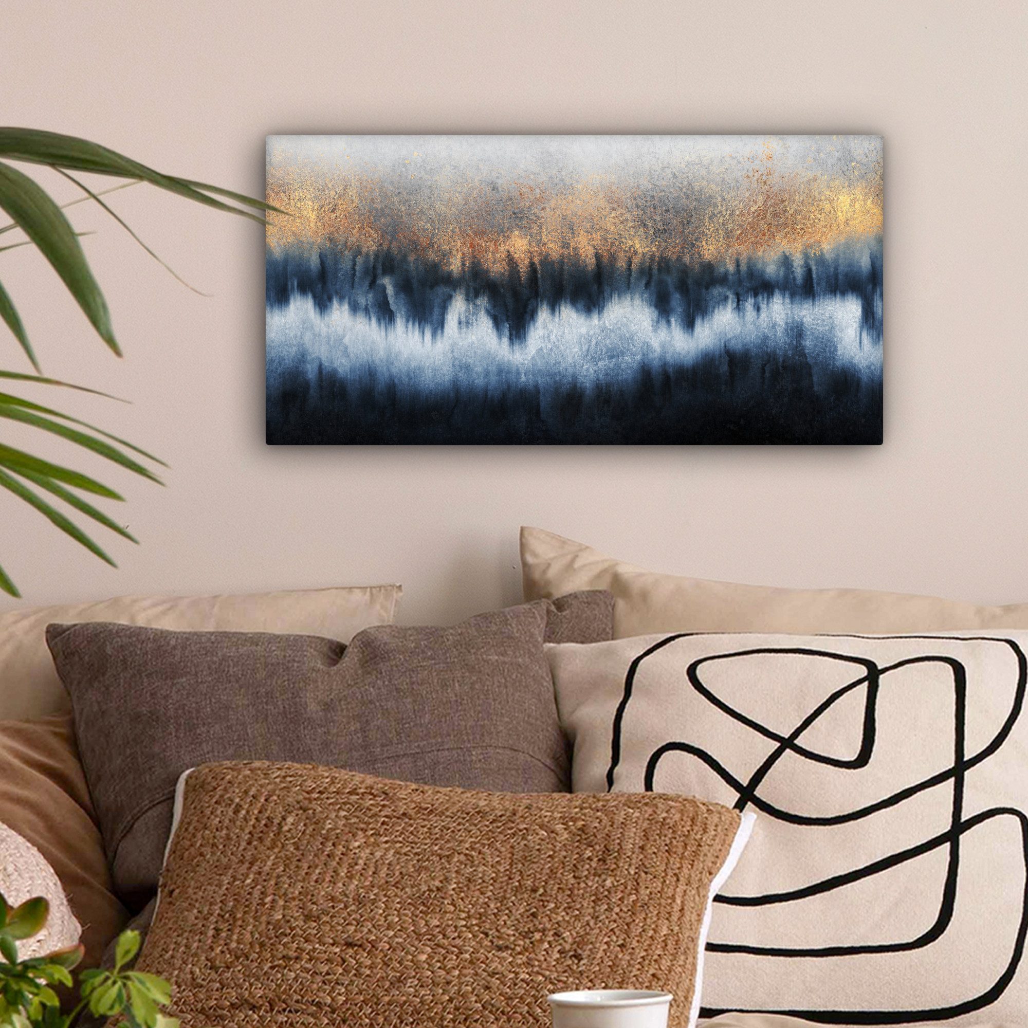 OneMillionCanvasses® Leinwandbild Panorama Abstrakt - Gold günstig online kaufen