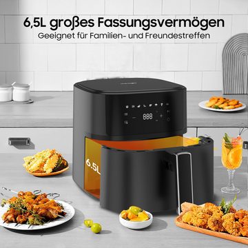 Aoucheni Heißluftfritteuse Fast Fry AF625A Heißluftfritteuse 6.5L XL, Timer, 1700,00 W, digitales Display, 8 Kochprogramme, 80 - 200 °C