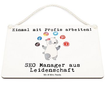 Mr. & Mrs. Panda Hinweisschild DIN A6 SEO Manager Leidenschaft - Weiß - Geschenk, Deko Schild, Wandd, (1 St), Mit Kordel
