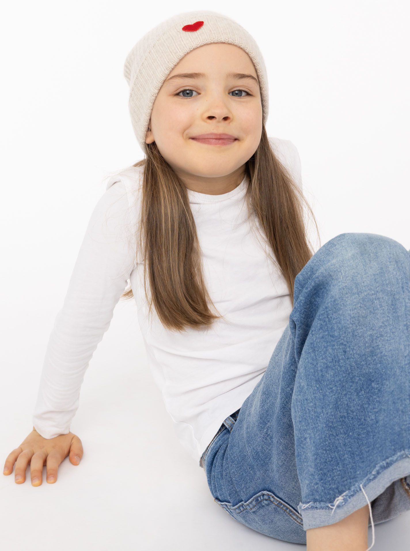 Zwillingsherz Beanie "Heart-Patch" Kids-Kaschmir Mütze mit Herzpatch