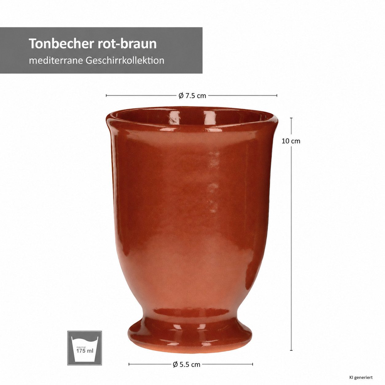 MamboCat Becher 5er Set Lasierte Tonbecher 175ml ideal für Honigwein