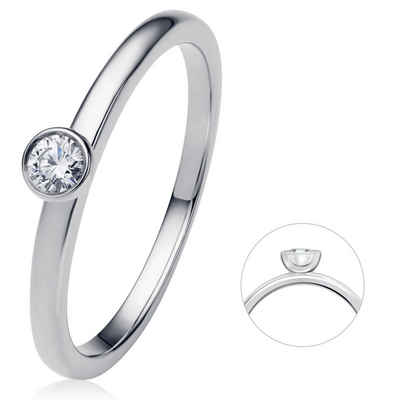 ONE ELEMENT Diamantring 0.1 ct Diamant Brillant Zarge Ring aus 950 Platin, Damen Platin Schmuck Zarge