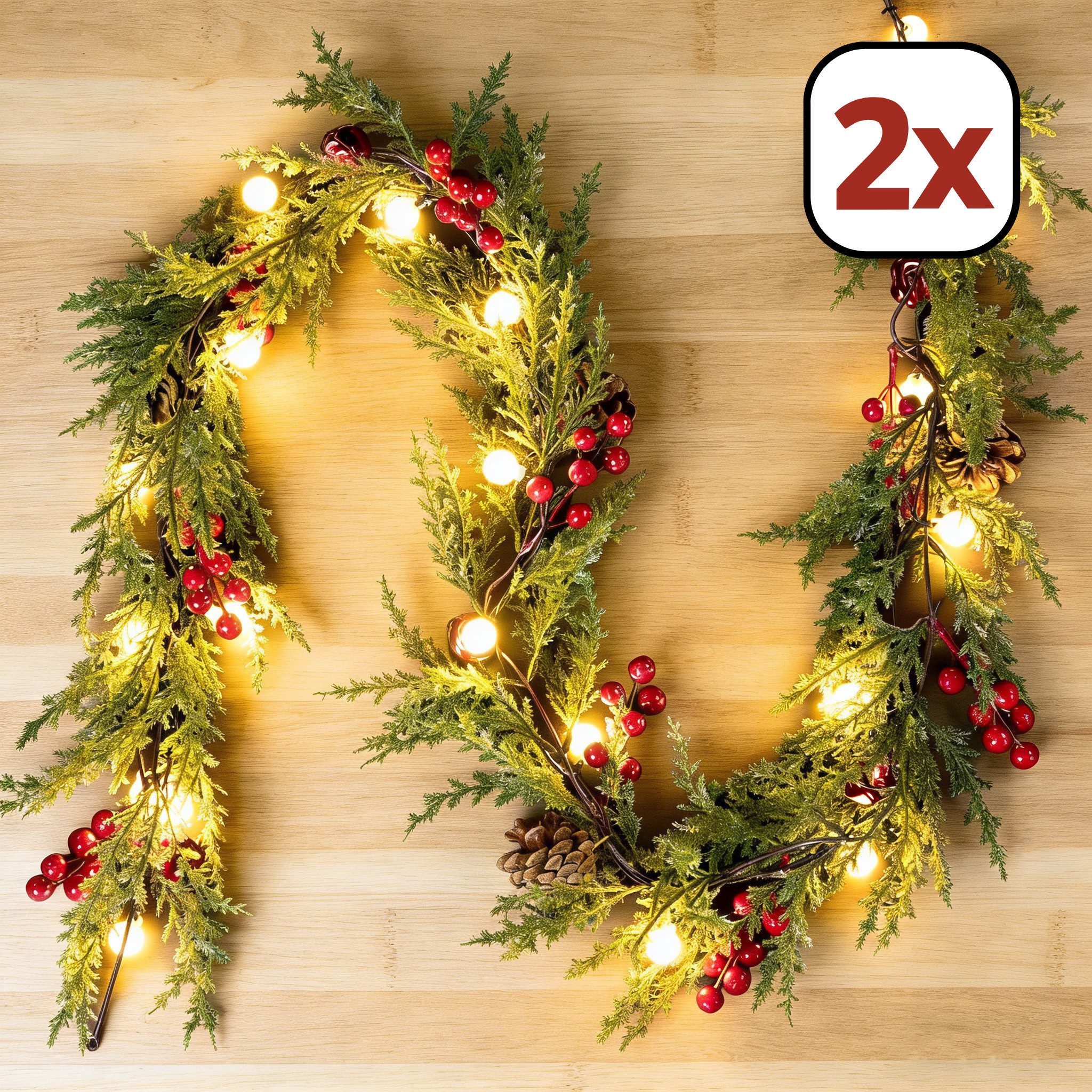 Kunstgirlande mit licht 1.75/2.7M Weihnachtsgirlande mit Beleuchtung, weihnachtsdeko