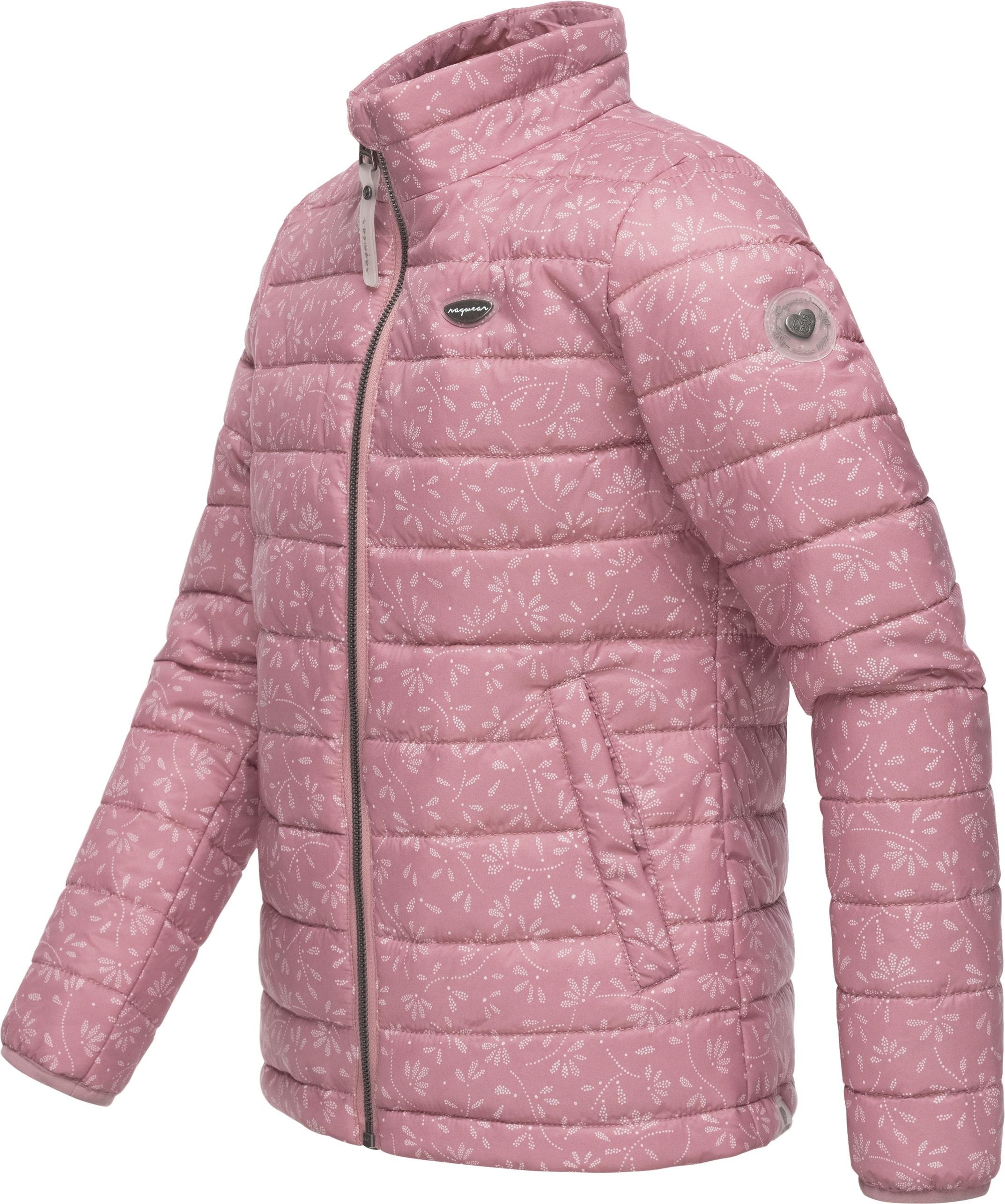 Ragwear Steppjacke Yarca mit Mädchen rosa Bloom Blumen-Print Jacke coolem Gesteppte