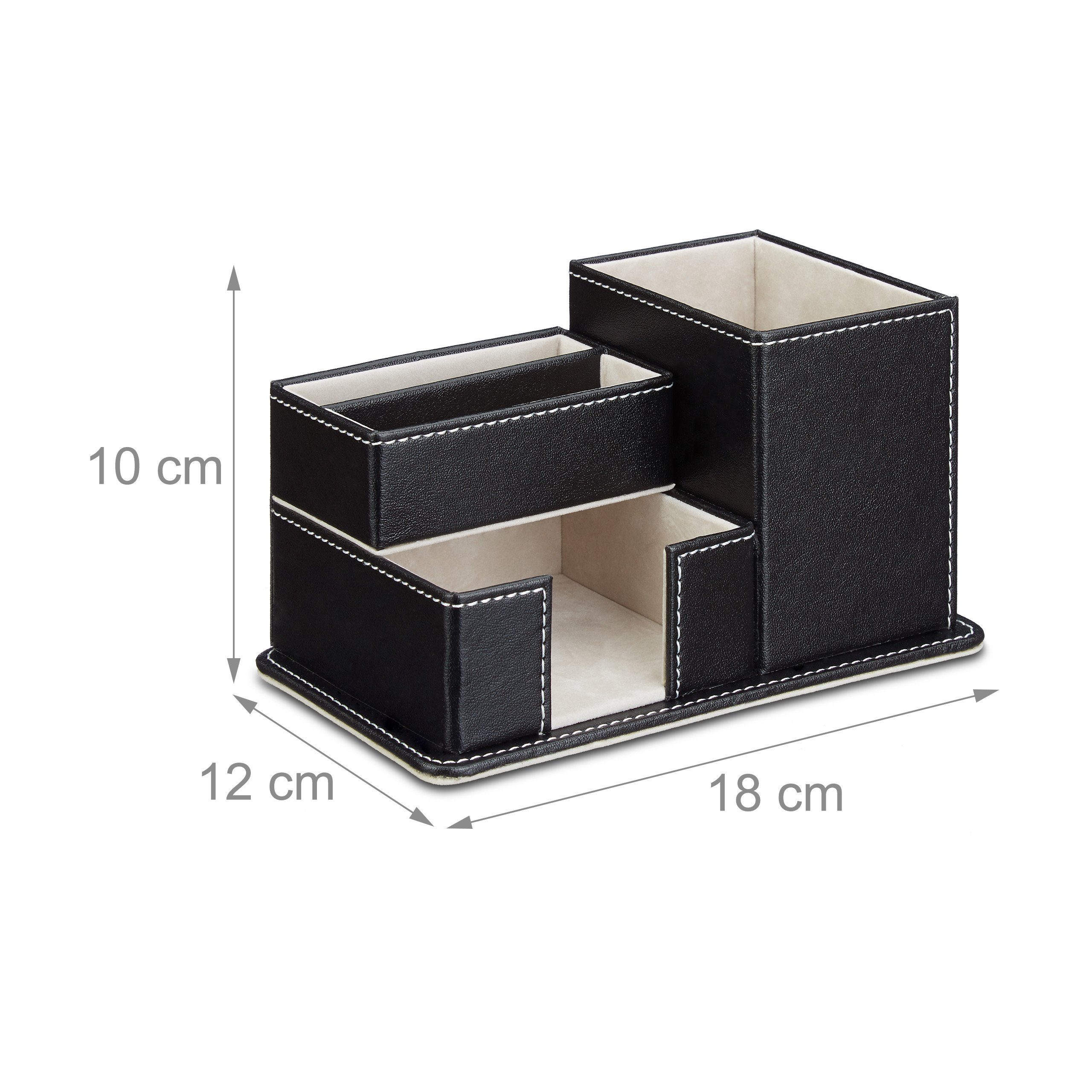 relaxdays Organizer Stiftehalter Kunstleder in Schwarz (1 St) – Bild 3 von 5