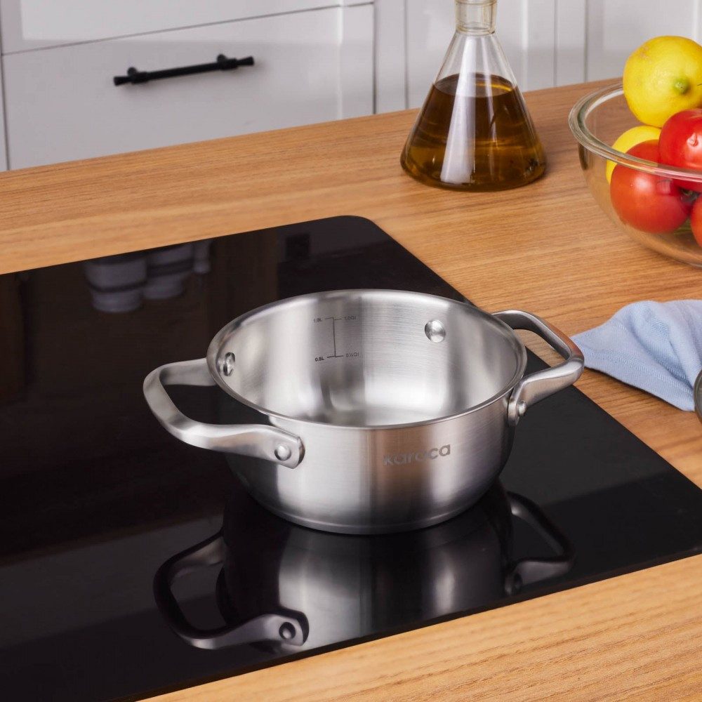 Karaca Kochtopf Karaca Elite Edelstahl-Kasserolle Flach 16 cm