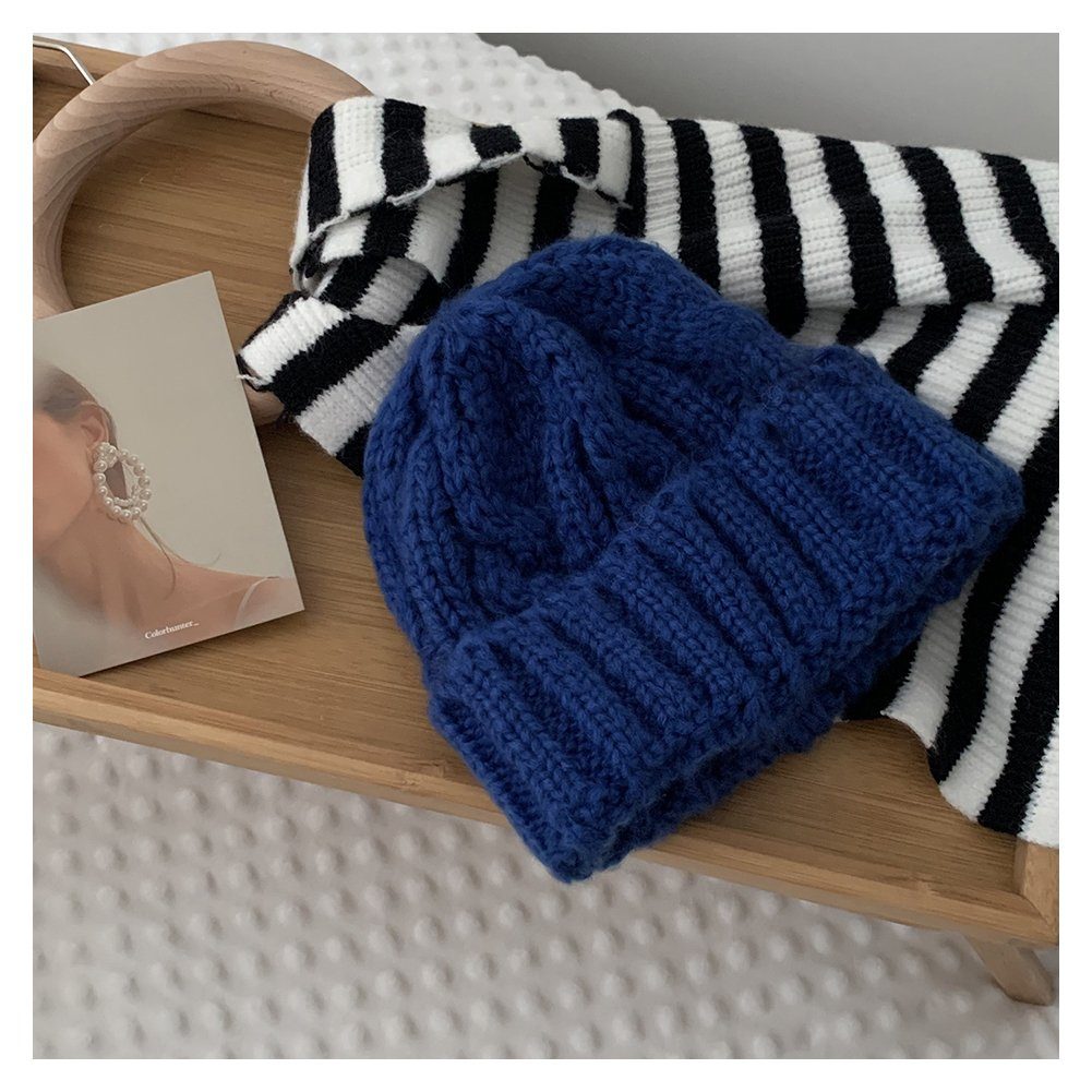 Blusmart Fischerhut Damen Winter-Strickmütze, Bequem, Wärmend, Ohrenschutz, Beanie royal blue