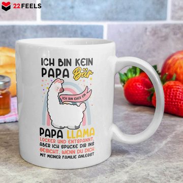 22Feels Tasse Papa Geschenk Vatertag Vater Geburtstag Llama Bär Mann Weihnachten, Keramik, Made in Germany, Spülmaschinenfest