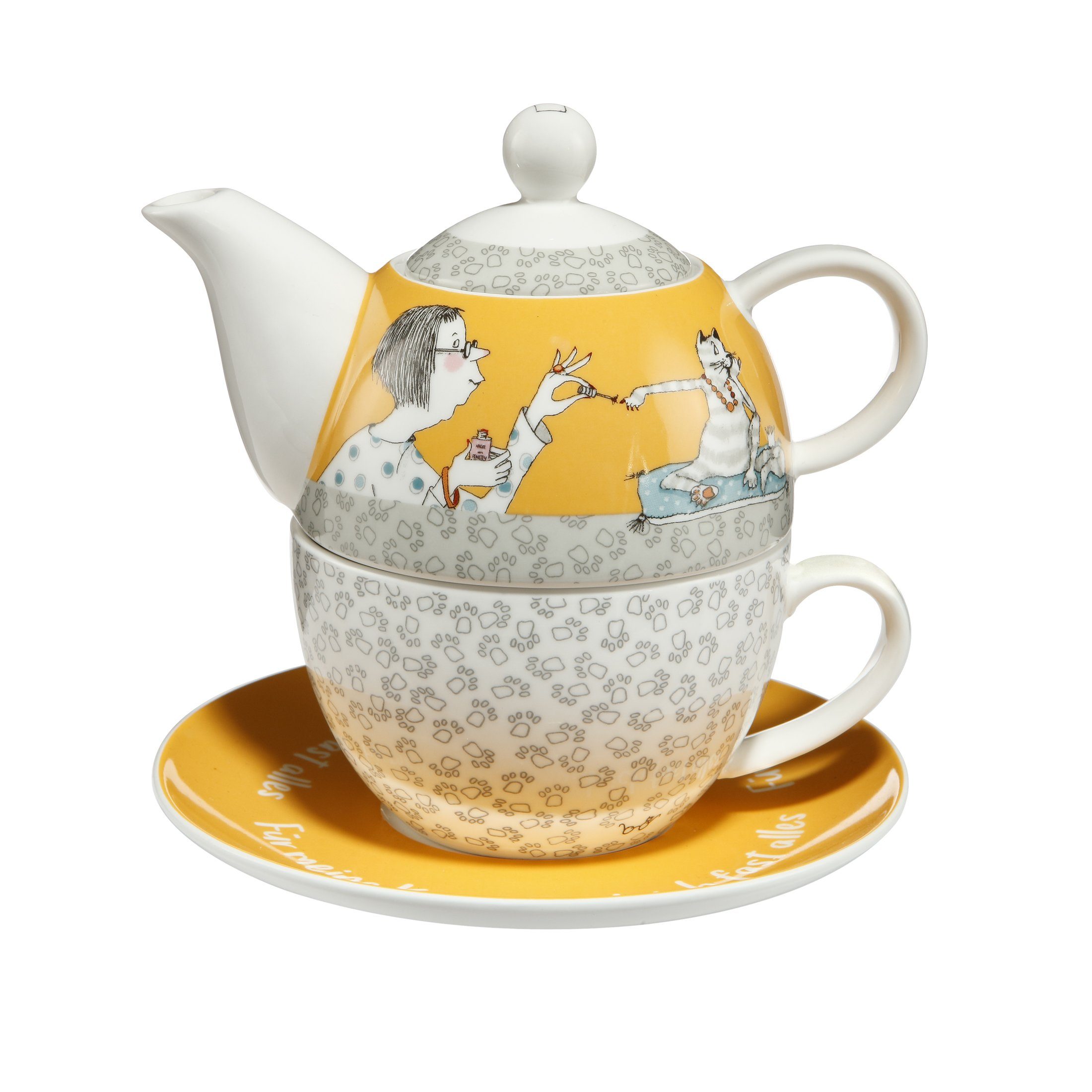 Goebel Teekanne Tea for One Barbara Freundlieb - Für meine Katze, (Stück, 1 Teekanne 1 Teetasse), Teekanne Teetasse