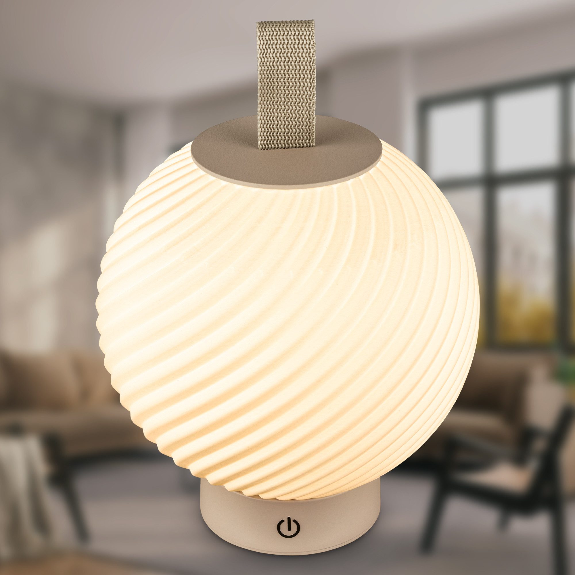 Briloner Leuchten LED Tischleuchte Design 3D-Druck Tischlampe kabellos Akku USB-C Touch dimmbar, LED wechselbar, 2700K, Akku tauschbar, Indoor/Outdoor, Wohnzimmer, Balkon