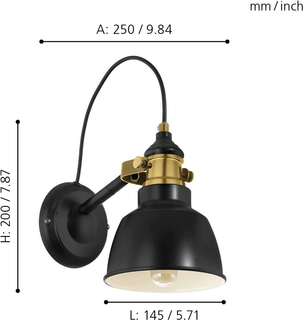 EGLO Wandleuchte THORNFORD Wandlampe, Vintage, Retro, E27, IP20, Wohnzimmer günstig online kaufen