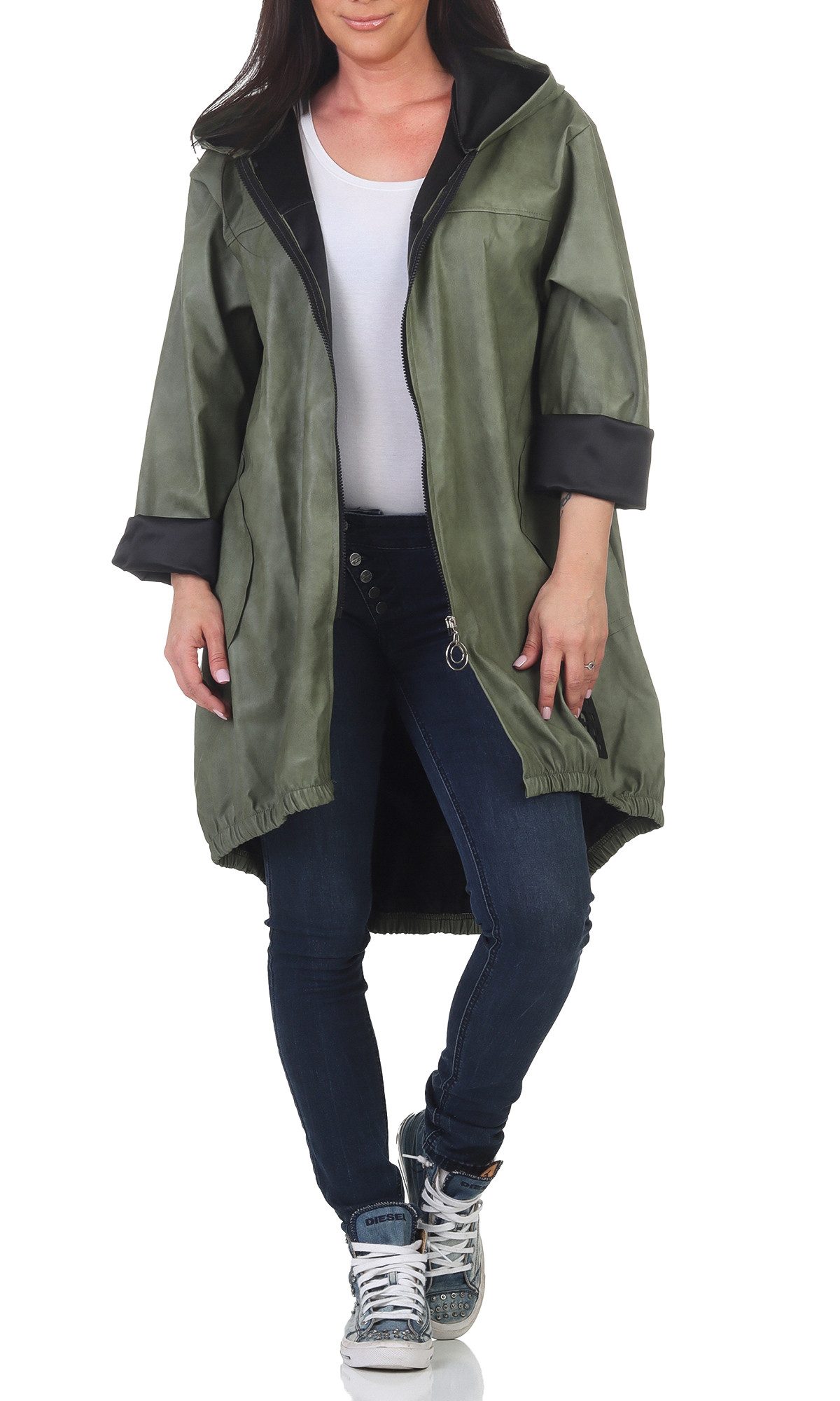 simaranda Regenjacke Damen Jacke 35346 38-42 Olive Unifarben