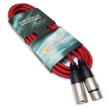 keepdrum DMX-Kabel Lichtkabel Elektro-Kabel, 3-pol XLR-Stecker, zu XLR-Buchse (6 cm), 3 Stück Rot