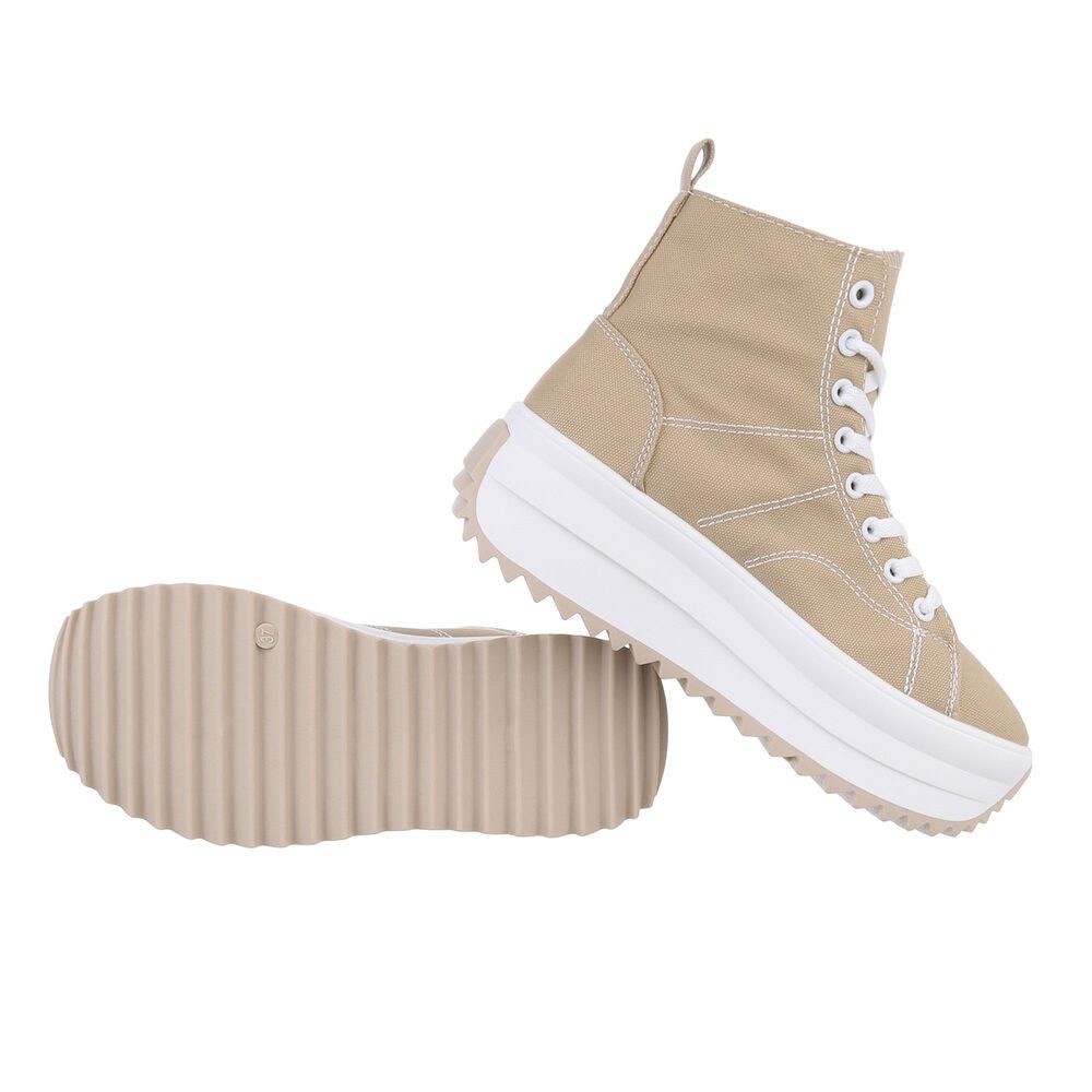 Ital-Design Komfortable Sneakers mit hoher Sohle und modischem Design Sneakerboots (85960089) Flach Sneakers High in Hellbraun