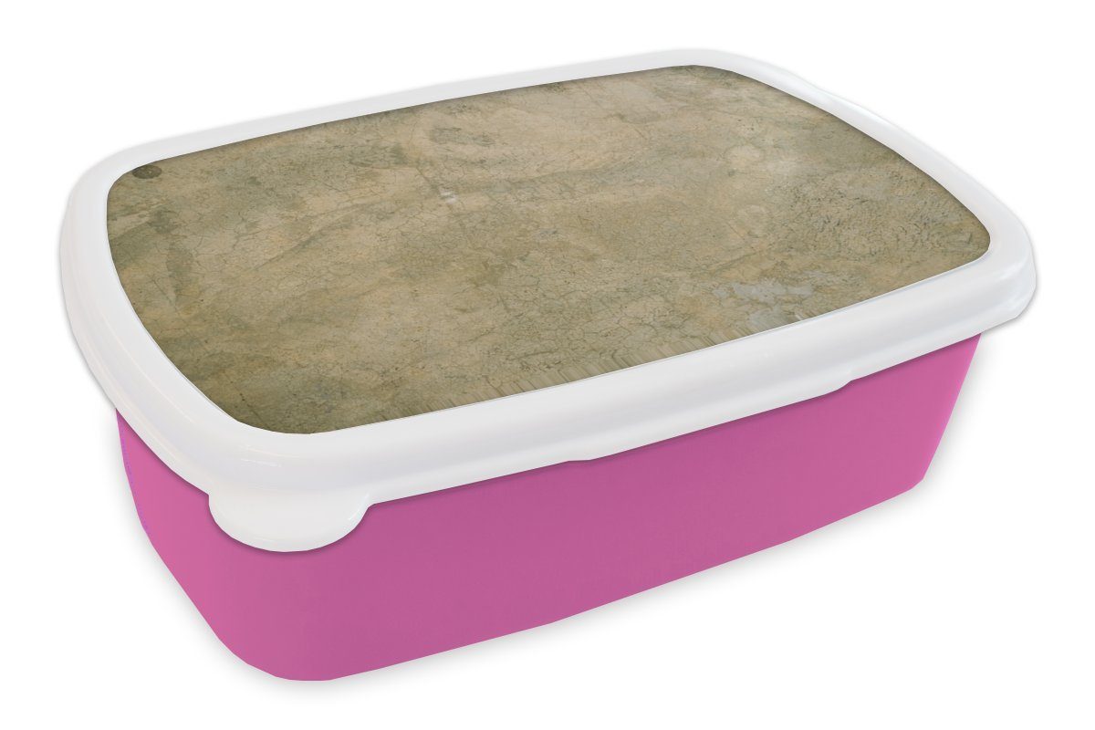 MuchoWow Lunchbox Wand - Grau - Erde, Kunststoff, (2-tlg), Brotbox für Erwachsene, Brotdose Kinder, Snackbox, Mädchen, Kunststoff rosa