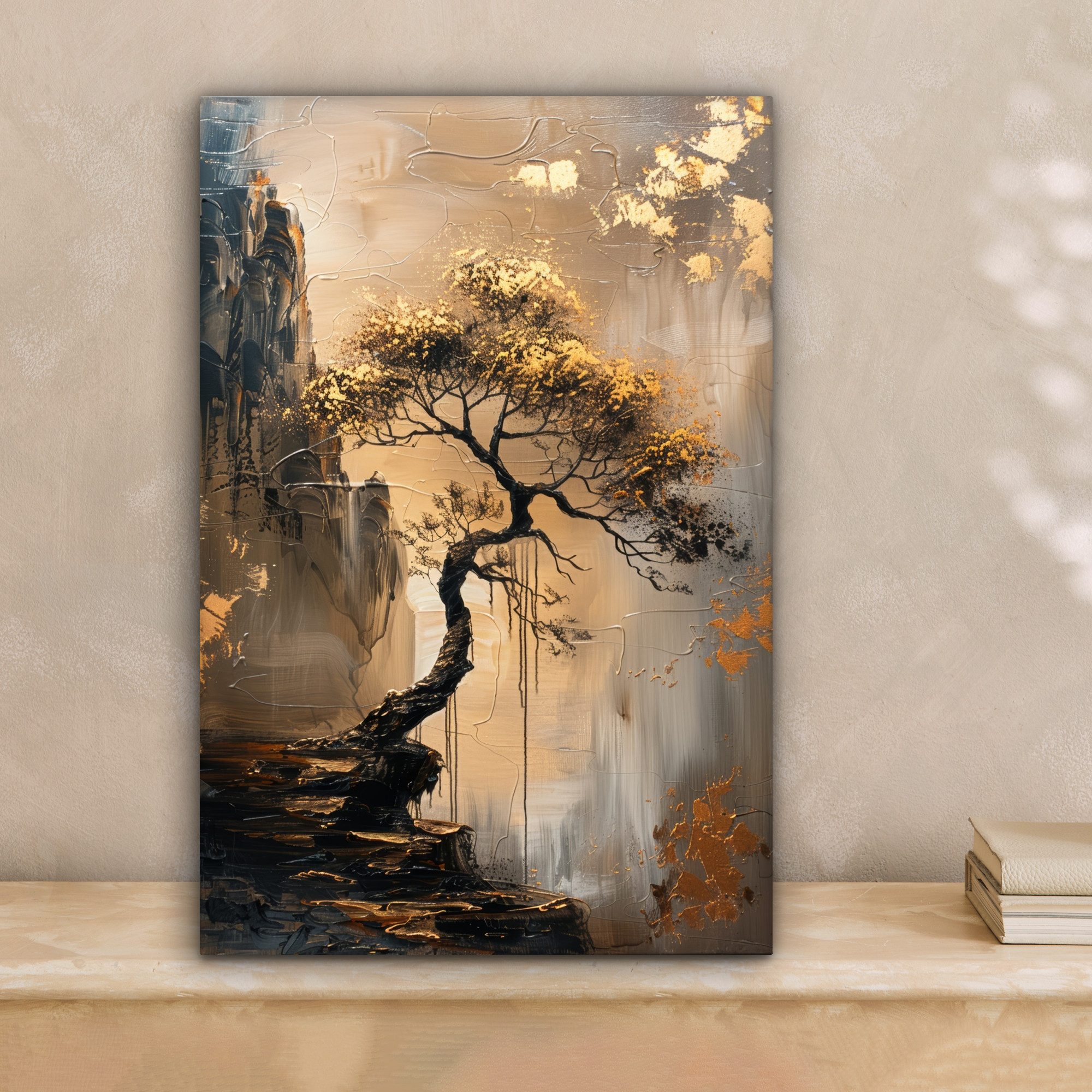 OneMillionCanvasses® Leinwandbild Baum - Gold - günstig online kaufen