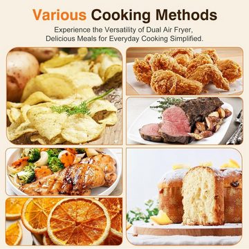 cookwise Heißluftfritteuse XXL, mit 2 Kammern, 9 Programme, 2570,00 W, mit Entdecken Sie optimale Ergebnisse mit neun Kochvoreinstellungen