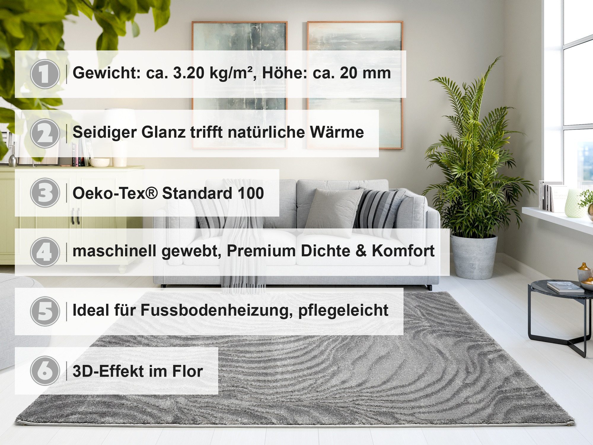 OCI DIE TEPPICHMARKE Teppich LIV CORAL, quadratisch, Höhe: 20 mm, Designer Teppich, auch in rund, quadratisch und als Läufer erhältlich