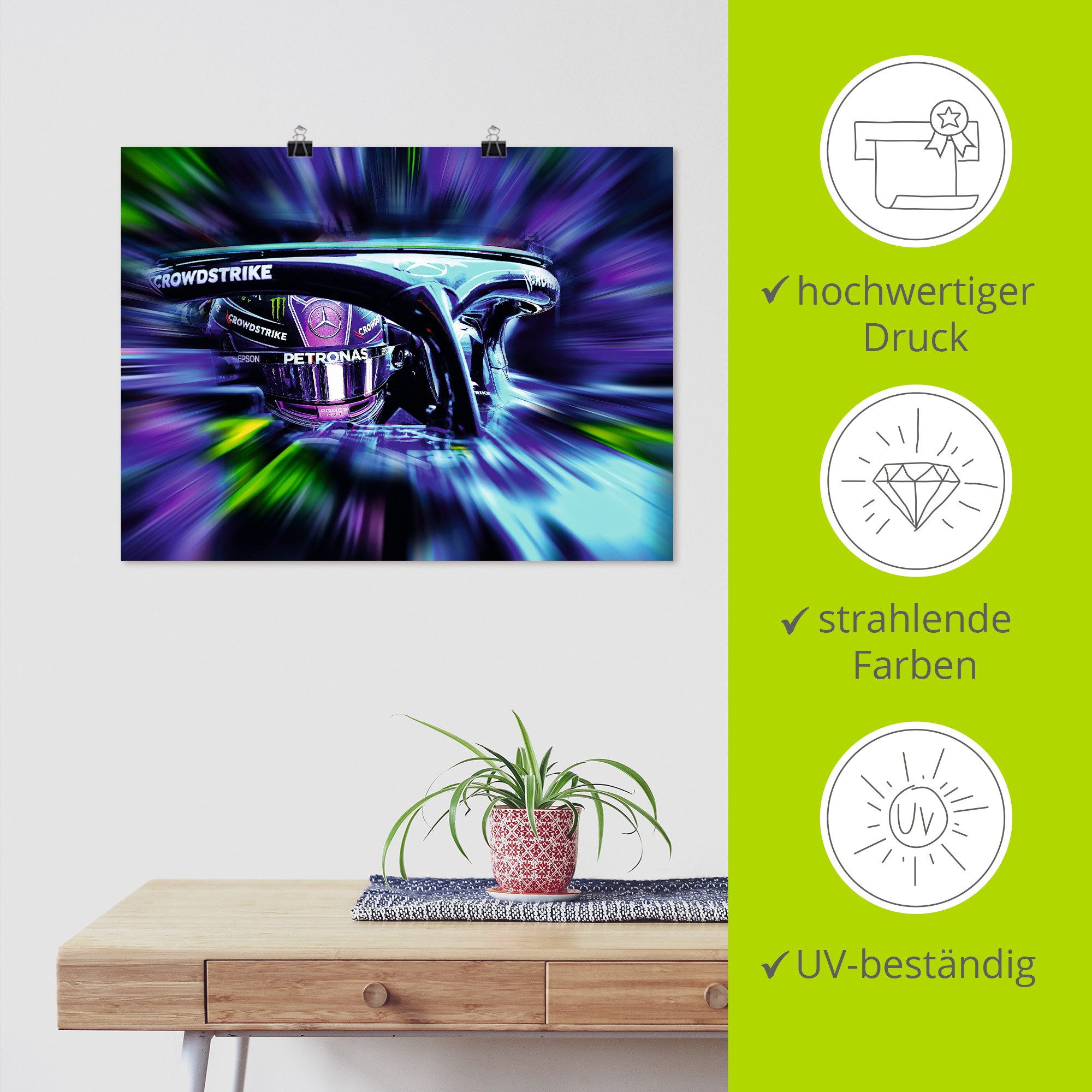 Artland Wandbild LH44 - Hamilton in kreativen Farben, Funsport (1 St), als Alubild, Leinwandbild, Poster, Wandaufkleber in verschied. Größen