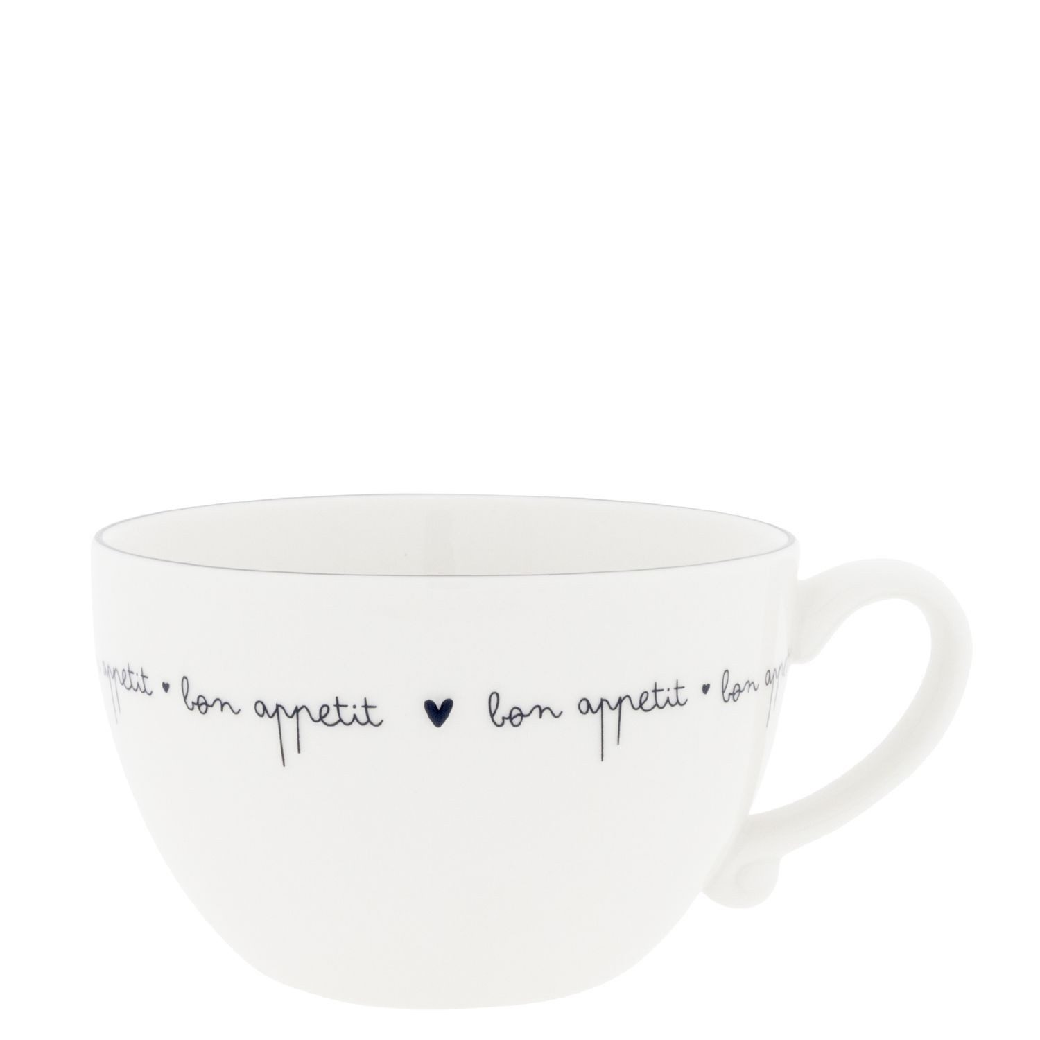 Bastion Collections Suppenteller Schwarzes Herz, Spülmaschinengeeignet, Weiß, Schriftzug, ⌀ 13cm, Weiß, Schriftzug, H:
