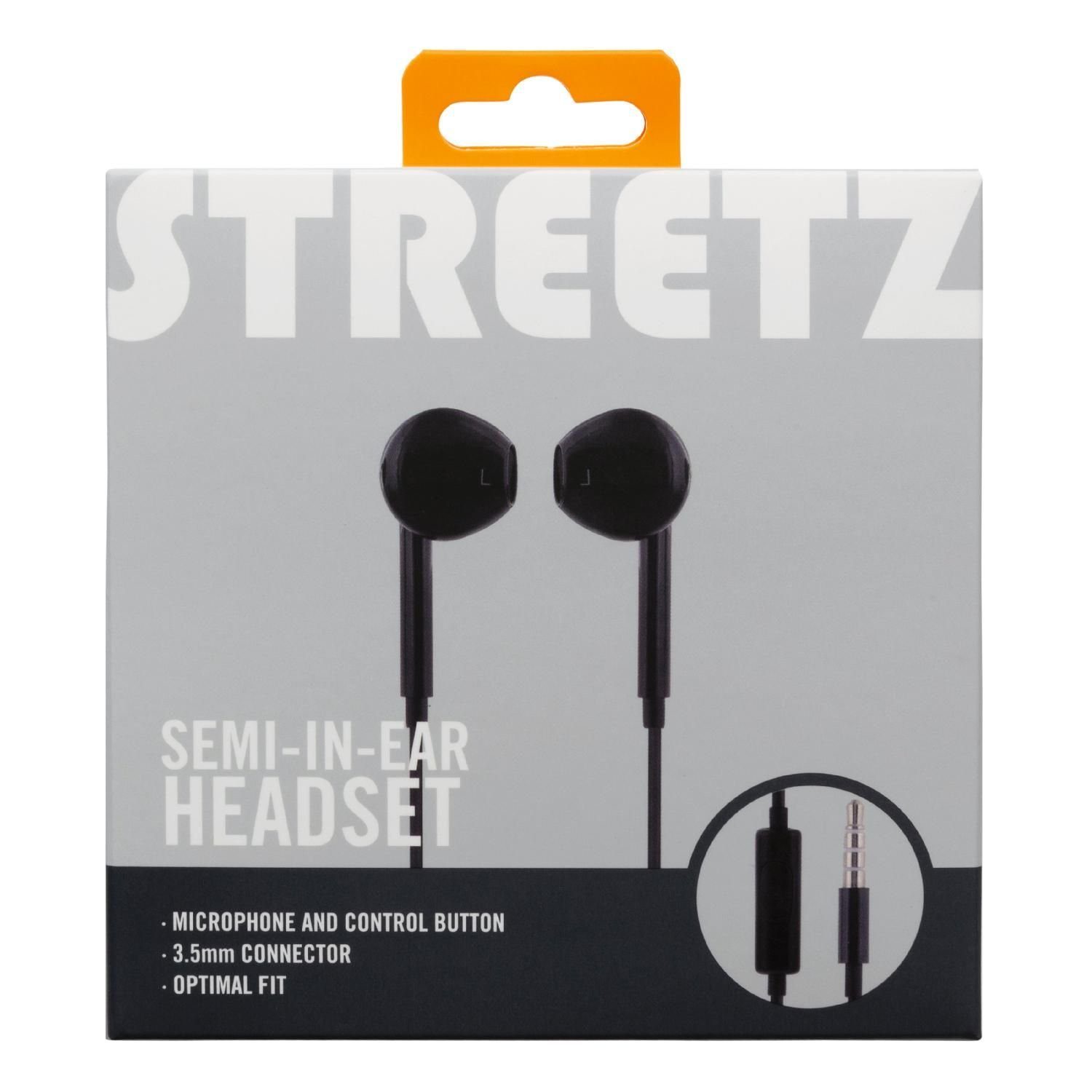 STREETZ Semi-In-Ear inkl. 5 Mikrofon Mikrofon, (integriertes Headset/Kopfhörer mm 1,2 Jahre 3,5 In-Ear-Kopfhörer inkl. Herstellergarantie) schwarz m